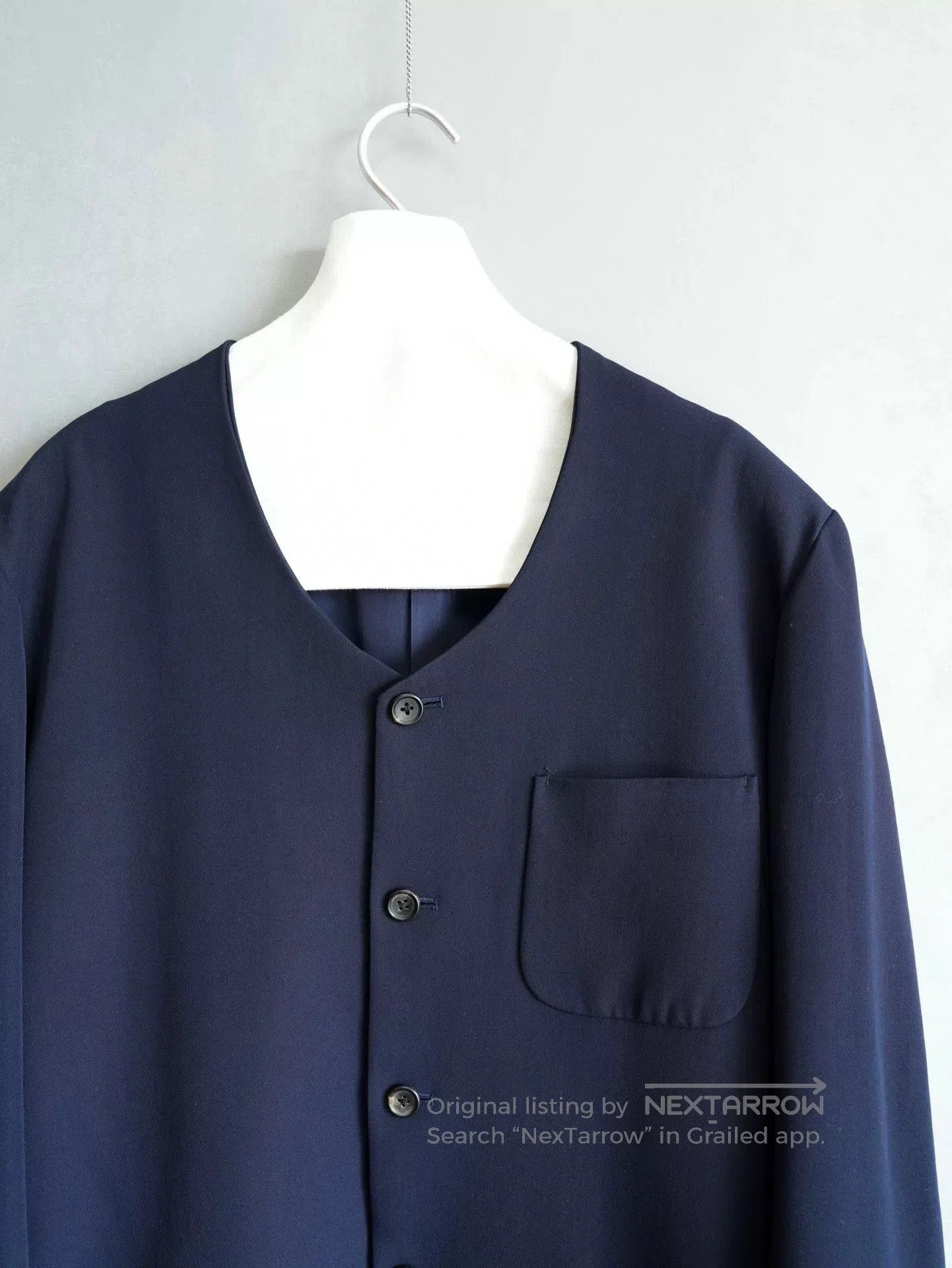 Yohji Yamamoto Yohji Yamamoto 90SS Navy Collarless Wool Jacket. Size US M / EU 48-50 / 2 - 5 Thumbnail