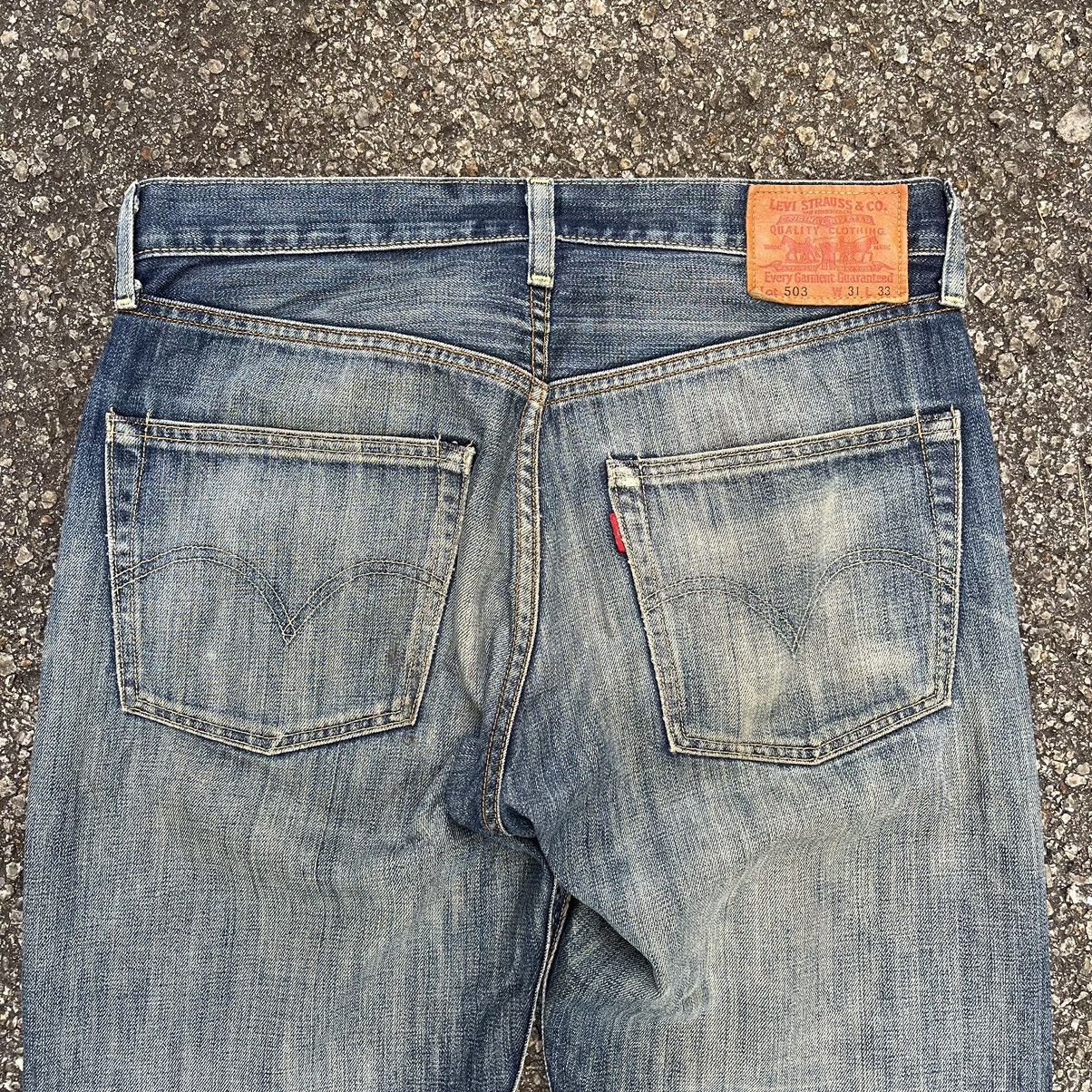 Levi's Vintage Levis 503 Redline Distressed Jeans Rusty Wash Denim Size US 31 - 15 Thumbnail