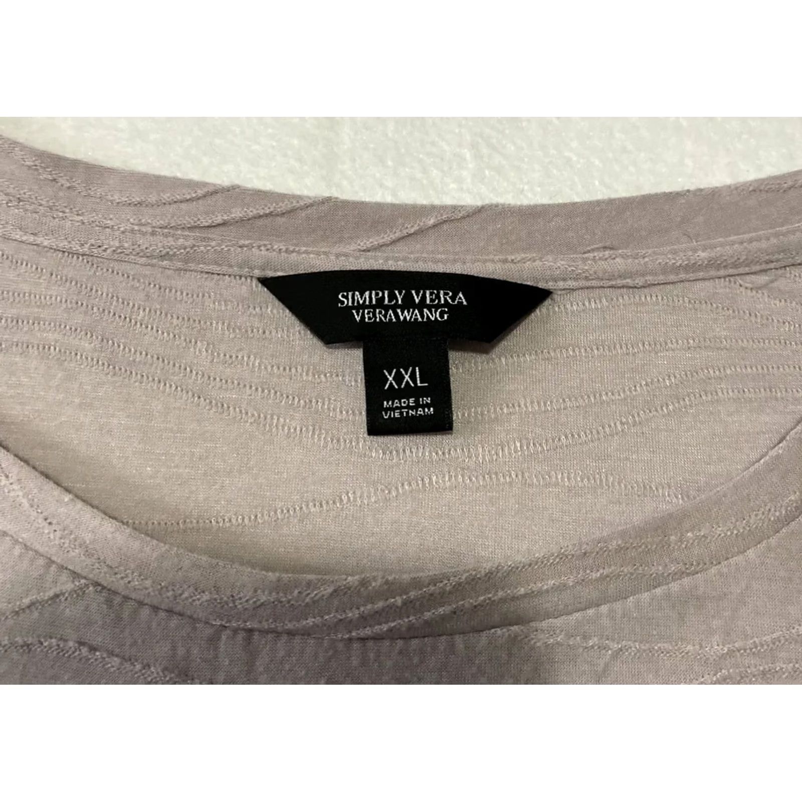 Vintage Simply Vera by Vera Wang T-Shirt Women’s Short Sleeve Casual Blouse 2XL Beige Cotton Polyester Relaxed Regular Womens Size XXL / US 16-18 / IT 52-54 - 4 Thumbnail