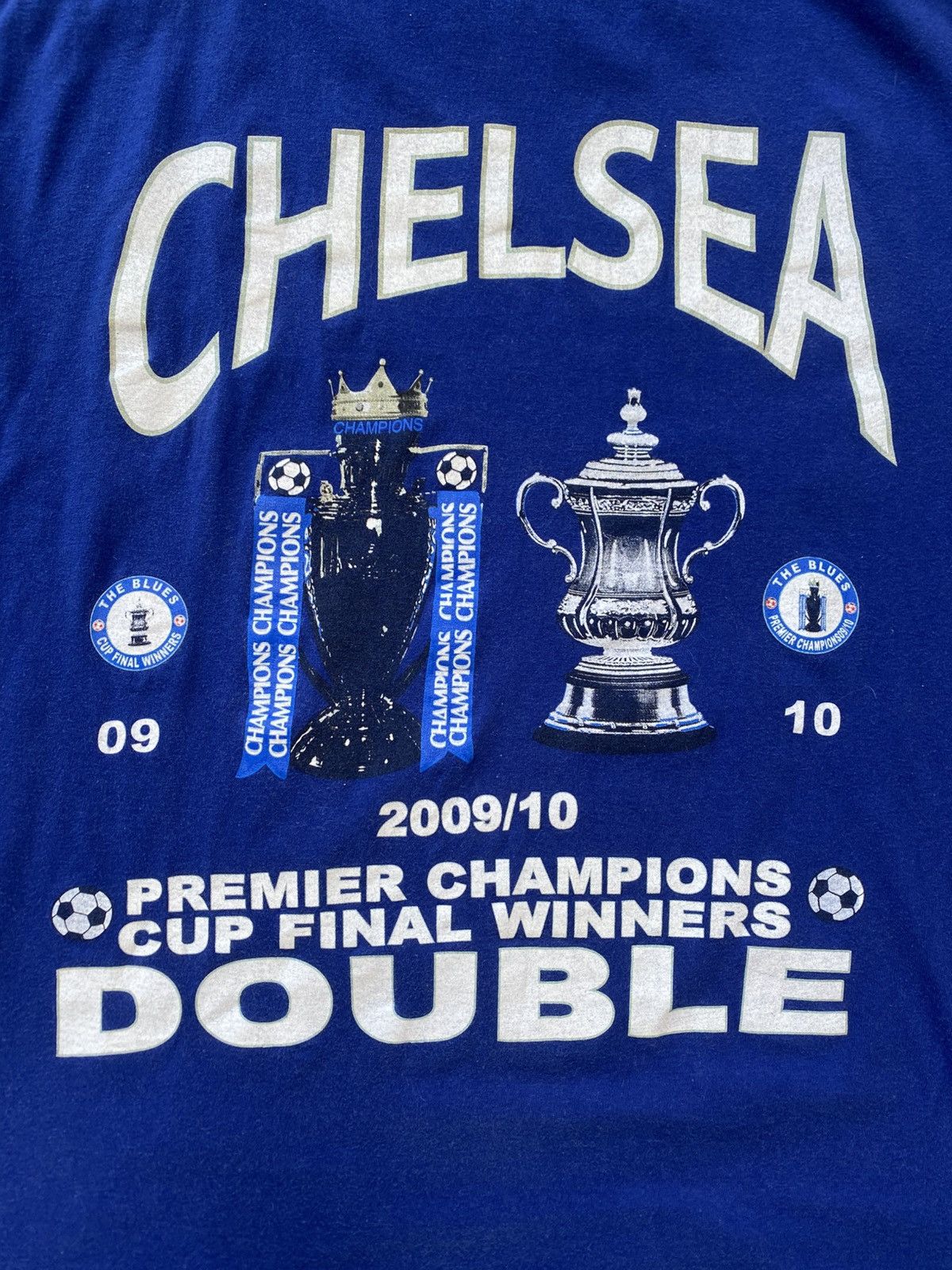 Chelsea Soccer × Vintage Vintage Chelsea Champion 2009/10 Double Winner Tshirt Size US M / EU 48-50 / 2 - 4 Thumbnail