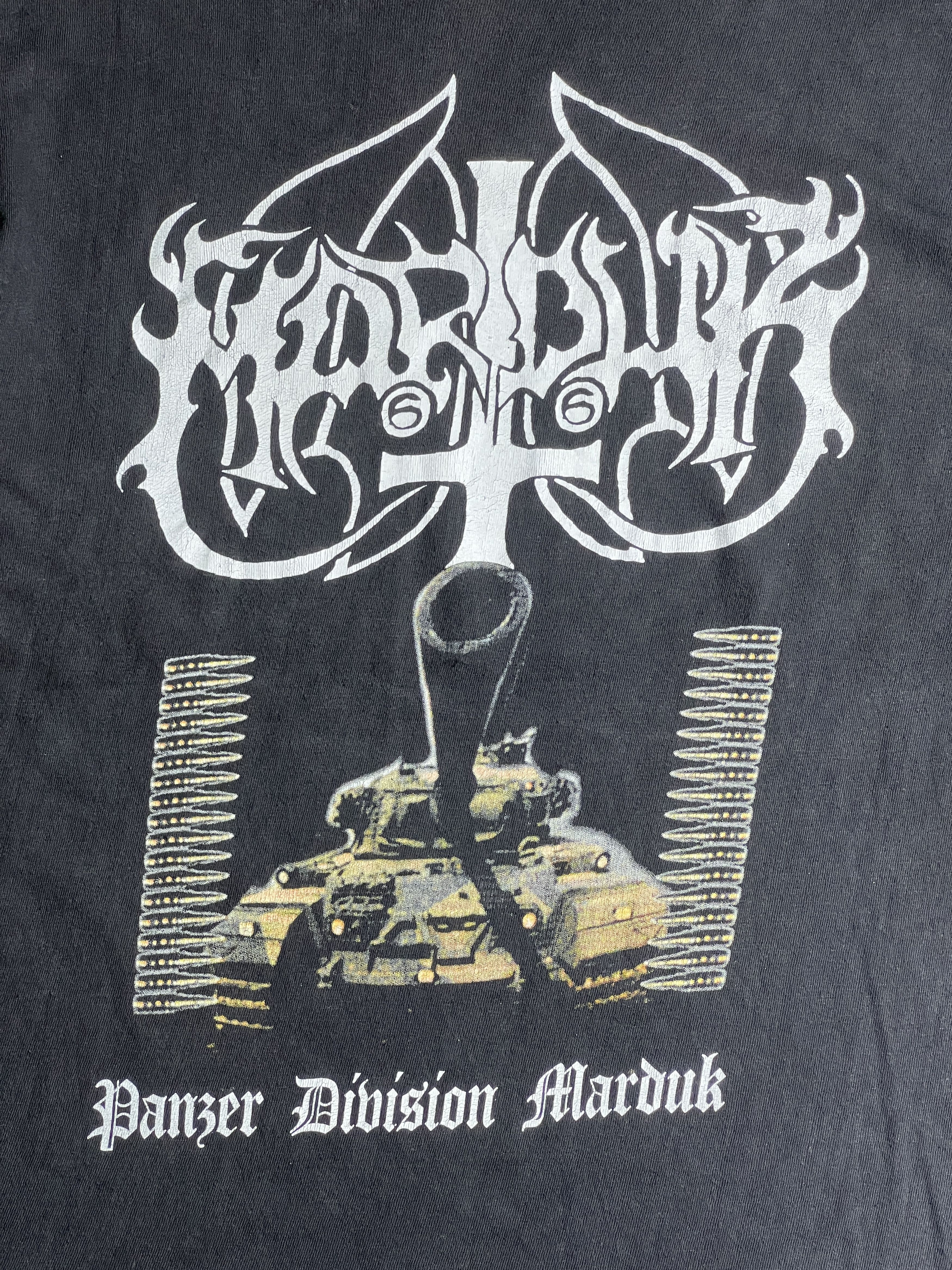 Band Tees × Vintage Vtg 90s Marduk Panzer Division Black Metal Band Tee GTME563 Size US L / EU 52-54 / 3 - 2 Thumbnail