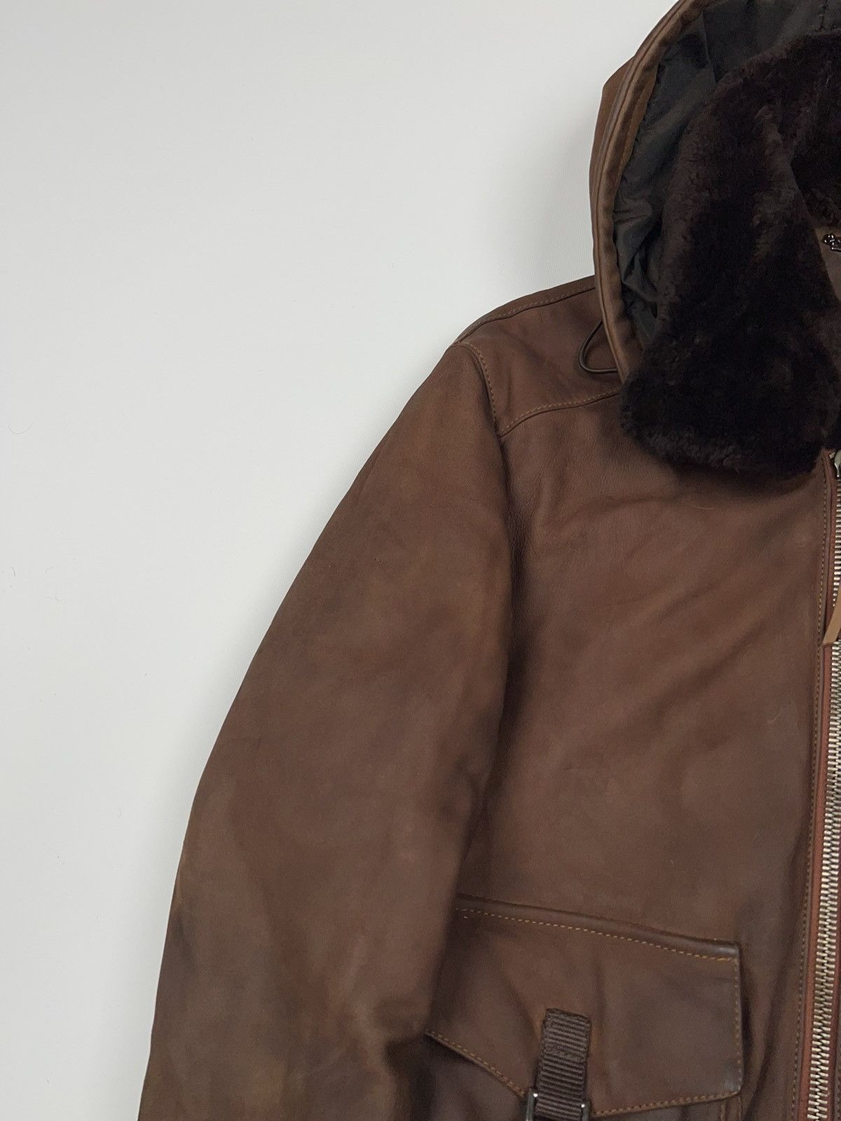 Pal Zileri Pal Zileri Lab Leather Hooded Bomber Jacket Aviator Fly Size US M / EU 48-50 / 2 - 9 Thumbnail