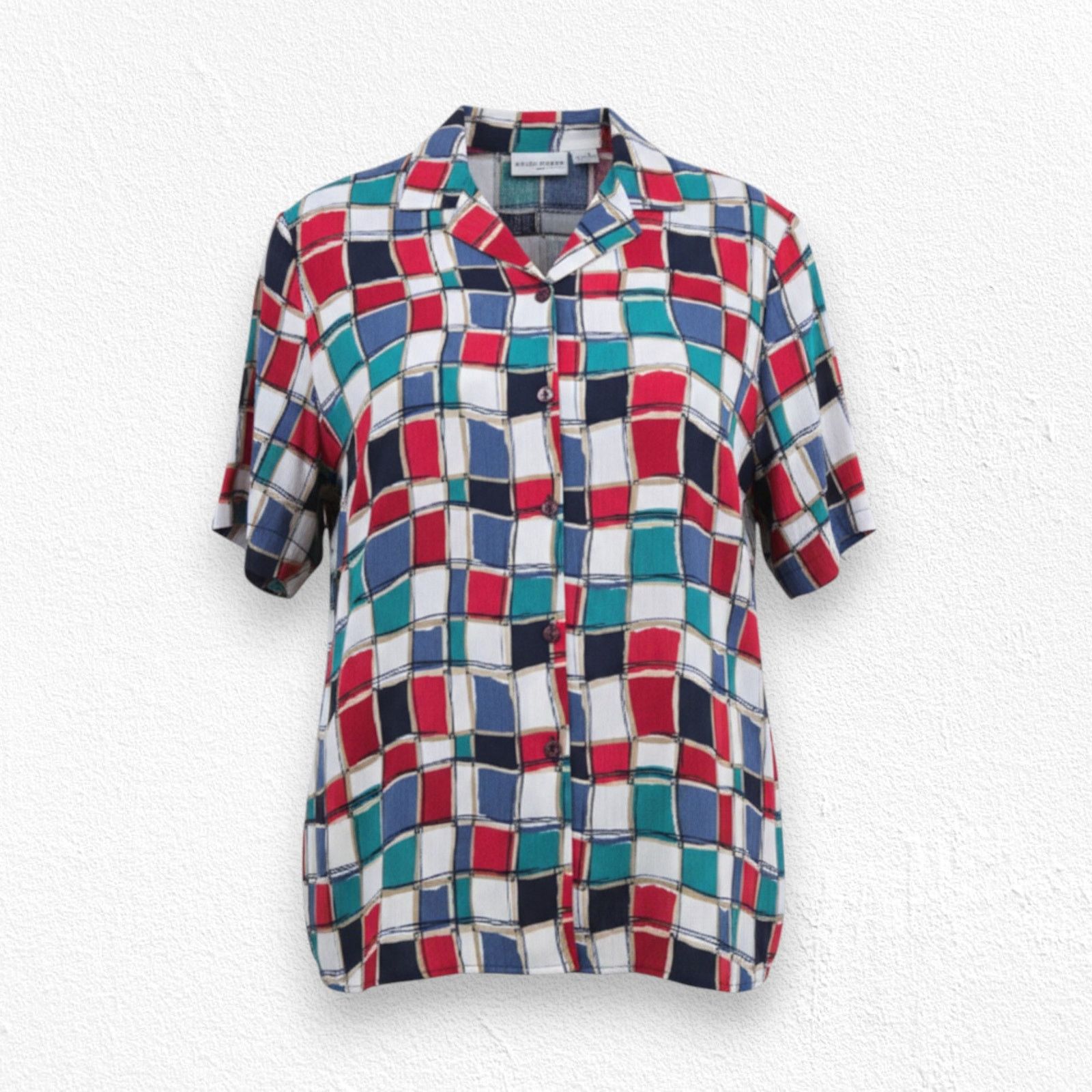 Vintage 90s Patchwork Camp Shirt Blouse Size 14 Size XL / US 12-14 / IT 48-50 - 1 Thumbnail