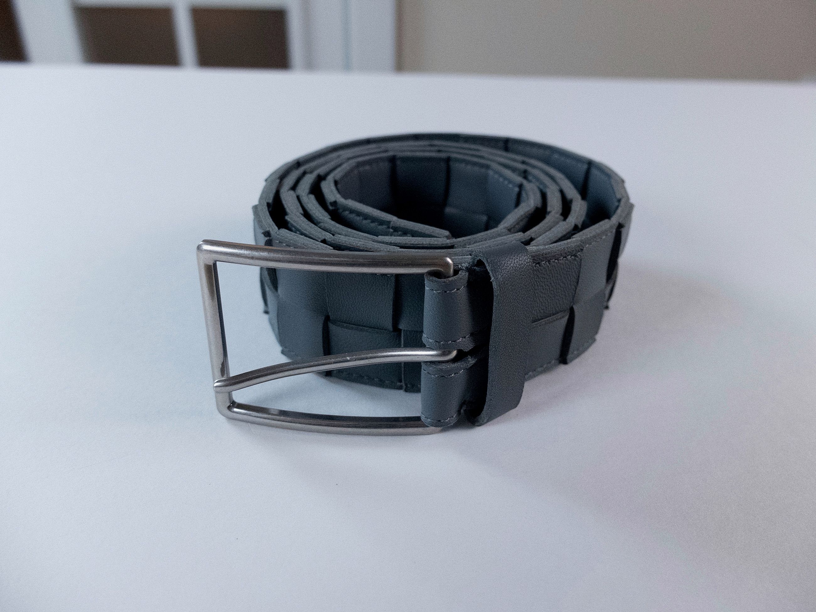 Bottega Veneta BOTTEGA VENETA gray intrecciato leather belt 100 Size 38 - 2 Thumbnail