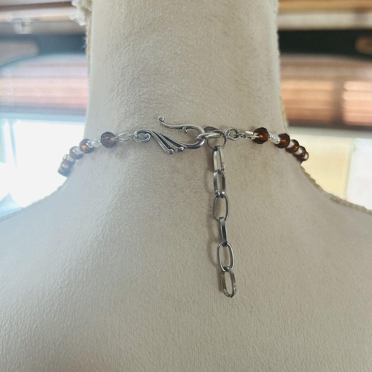 Handmade Handcrafted repurposed glass pearl garnet bead necklace Size ONE SIZE - 4 Thumbnail