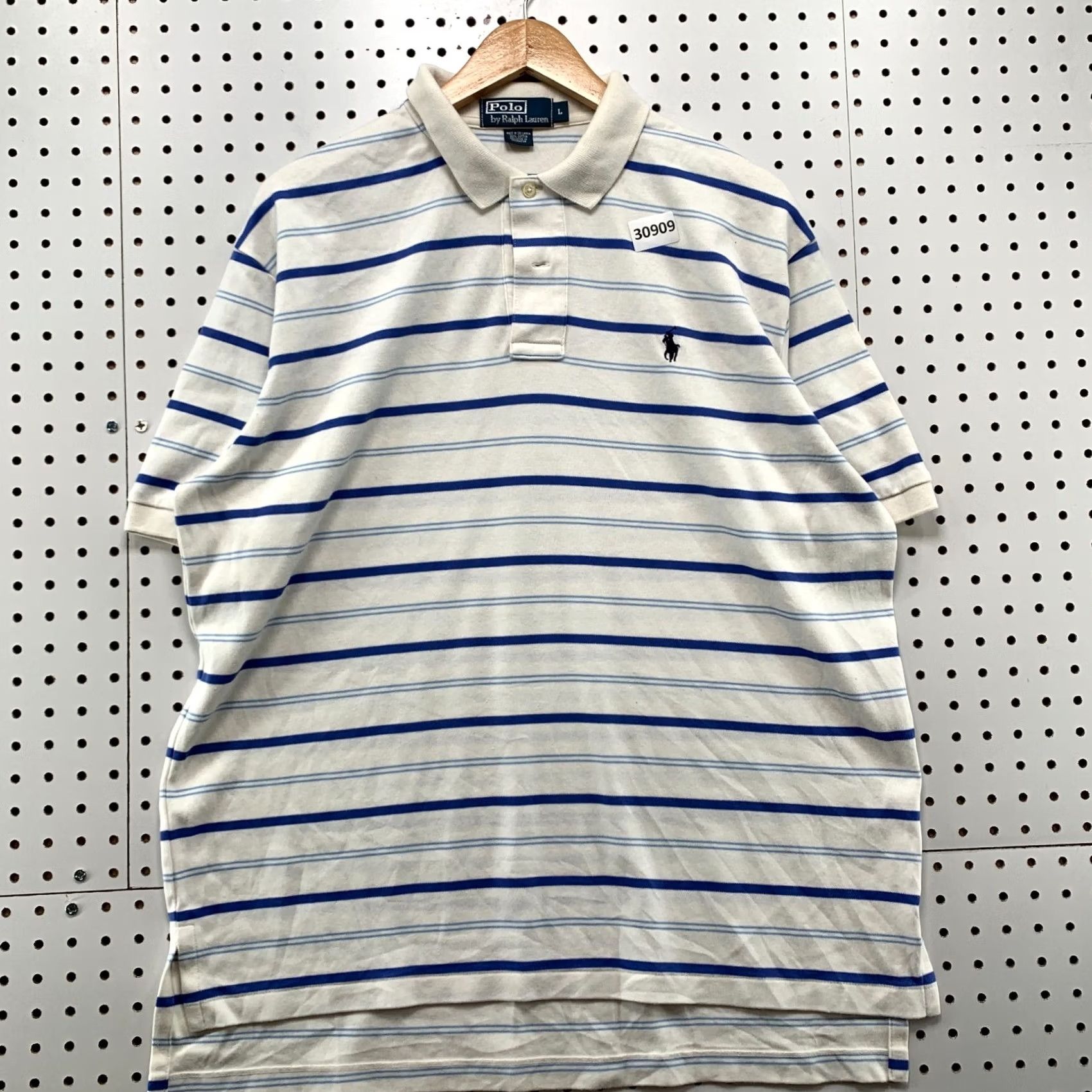 Polo Ralph Lauren Vintage Polo Ralph Lauren Shirt Mens Large White Blue Striped Pony Casual 24X30 Size US L / EU 52-54 / 3 - 2 Thumbnail
