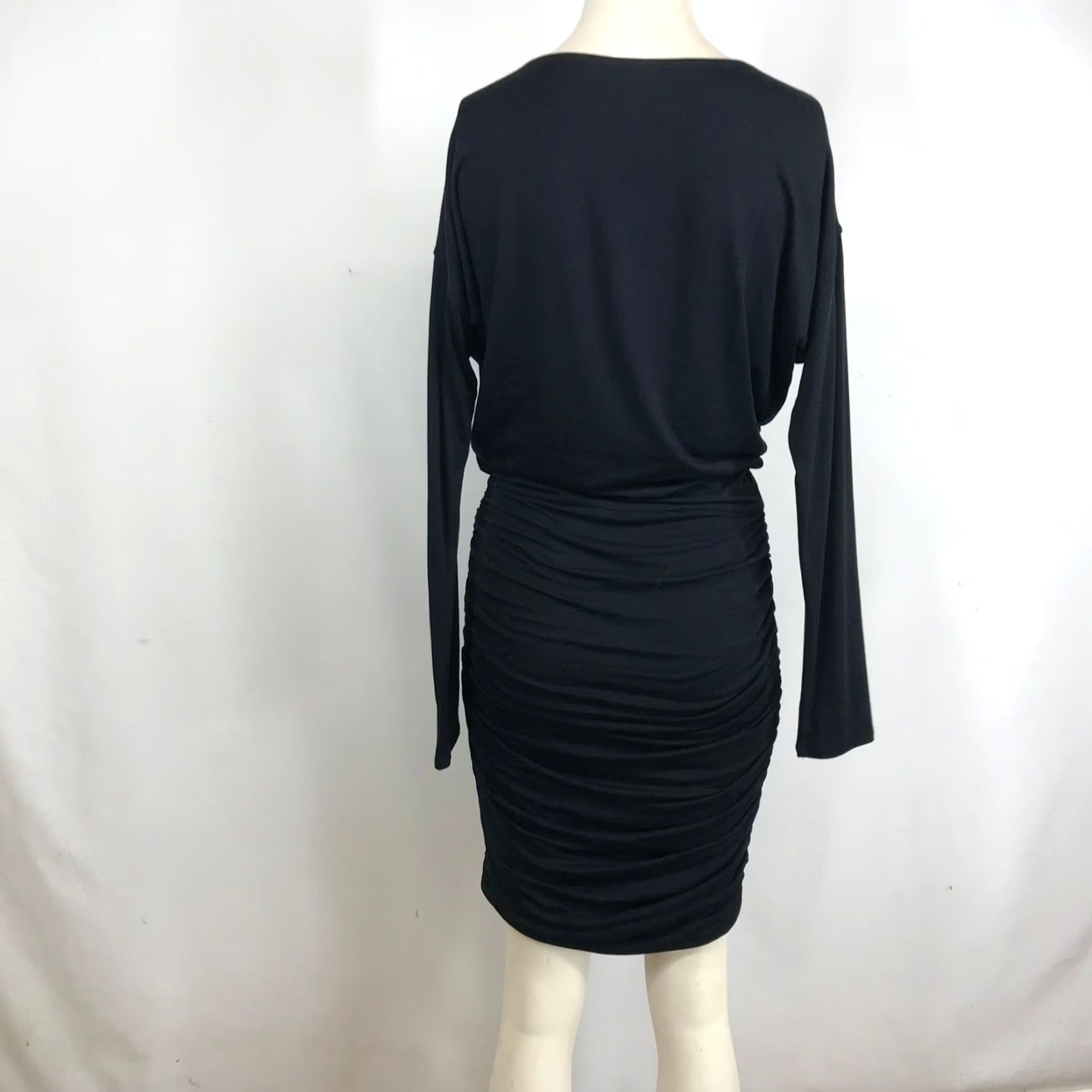Athleta Athleta Black Cowl Neck Ruched Long Sleeve Modal Wool Dress XS Size XS / US 0-2 / IT 36-38 - 5 Thumbnail