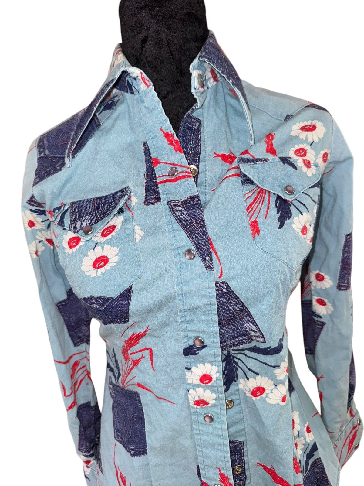 JCPenney VTG 90s JCPenny Western wear women pearl snap all over graph Size S / US 4 / IT 40 - 2 Thumbnail
