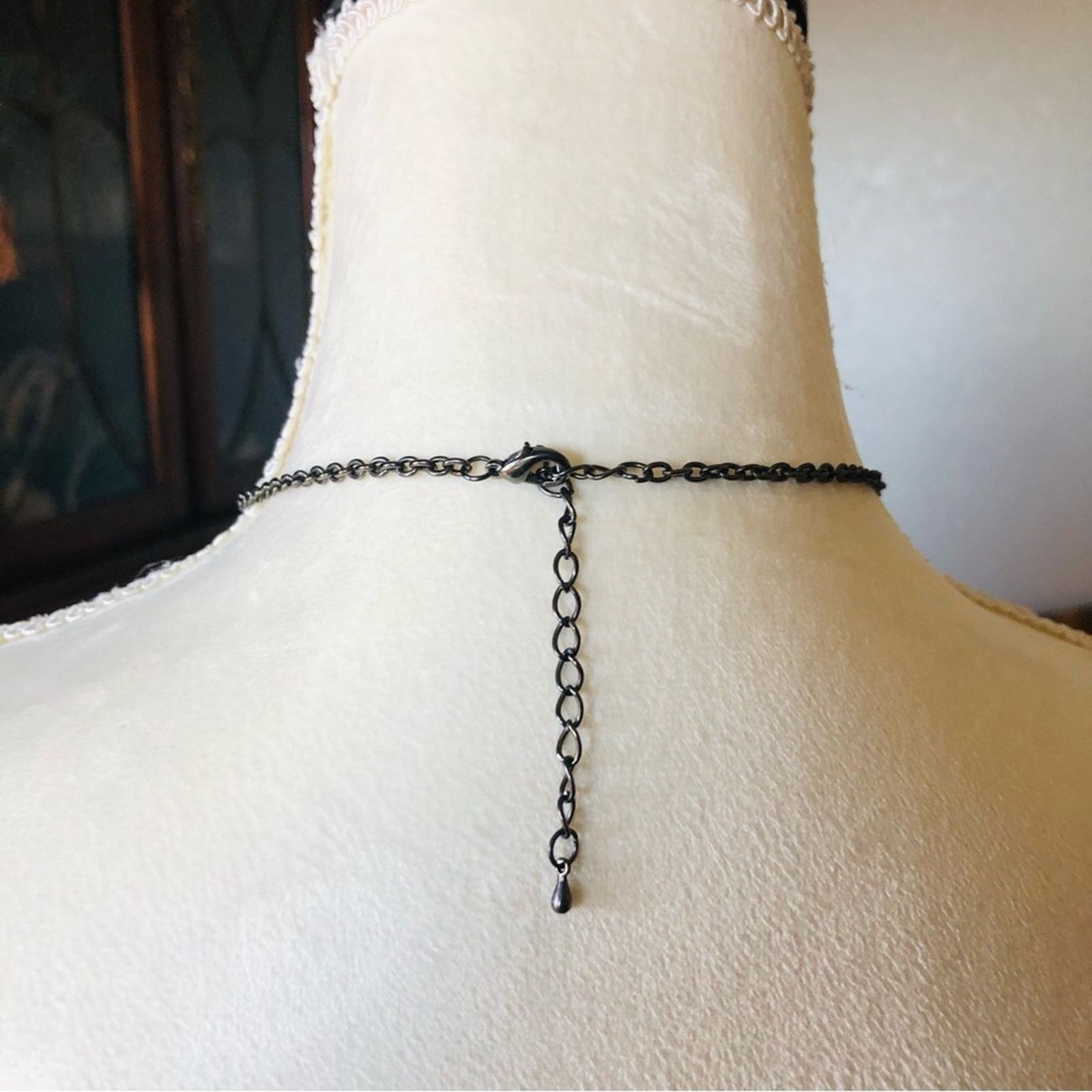 Jewelry Blue coral gunmetal necklace earring and ring jewelry set Size ONE SIZE - 5 Thumbnail
