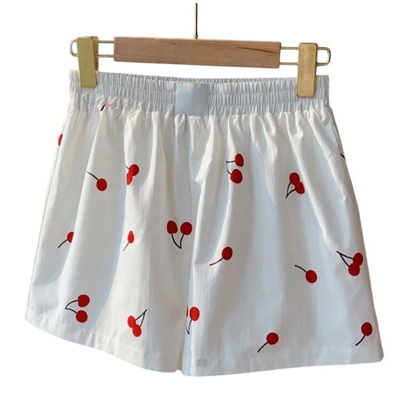 Shein Cherry Print Summer Casual Shorts in White, Size M Size 30" / US 8 / IT 44 - 1 Preview