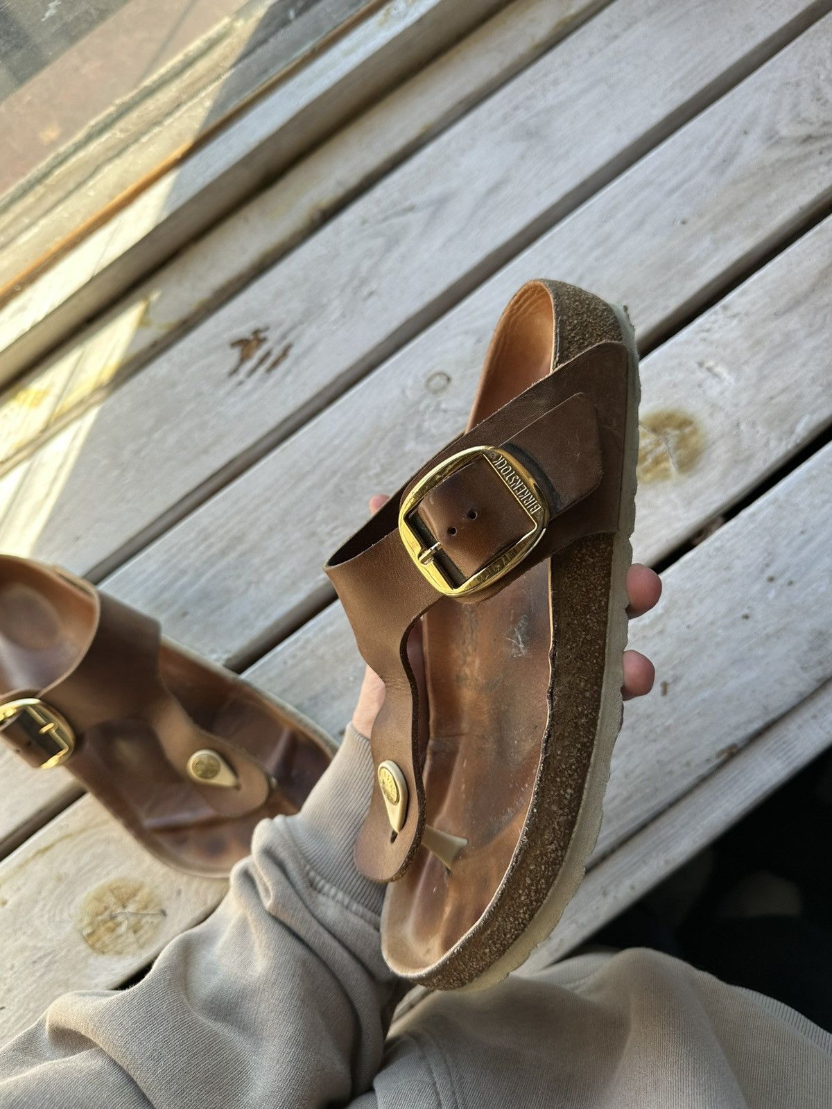Birkenstock 🚨 VNTG Birkenstock 39 brown unisex Luxe Sandals rare slides Size US 9 / IT 39 - 9 Thumbnail