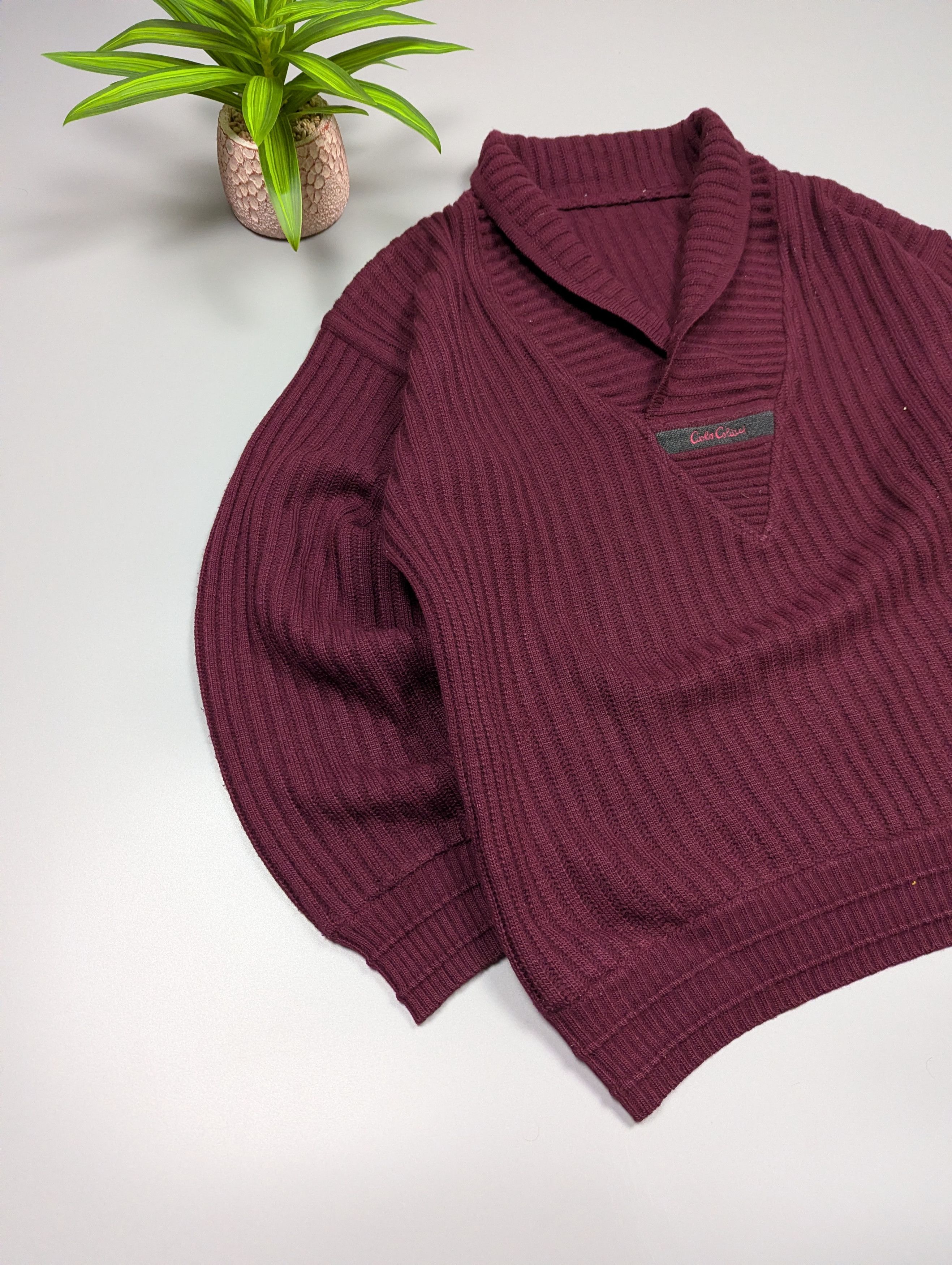 Carlo Colucci Rare 80s Carlo Colucci Germany Wool Sweater Deep Burgundy Size US L / EU 52-54 / 3 - 4 Thumbnail