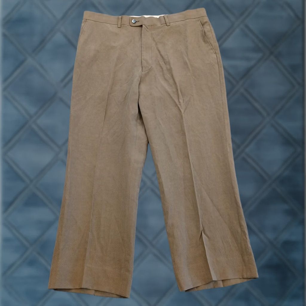Vintage Blend Bullock & Jones Dress Pants Mens 38 Green Altered Hem Silk Linen Flat Front Straight Inseam 26 Regular Vintage No Mens Size US 38 / EU 54 - 1 Thumbnail