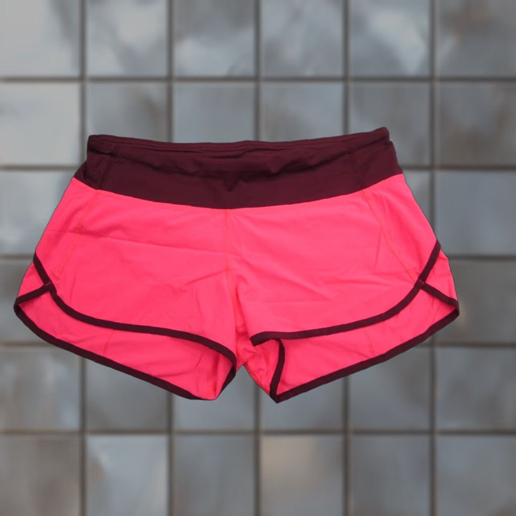 Lululemon Lululemon Shorts Womens 8 Pink Colorblock Running Lined Zip Pocket Athletic Size 30" / US 8 / IT 44 - 1 Thumbnail