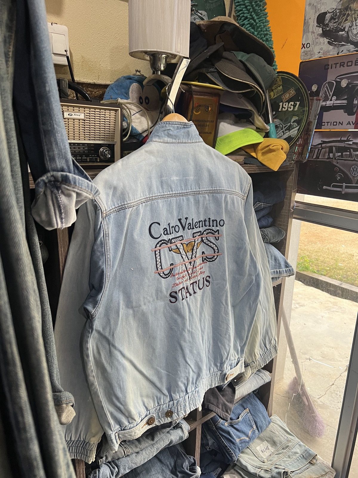 Other 🔥Vintage Distressed Calro Valentino Status Denim Jacket Size US M / EU 48-50 / 2 - 5 Thumbnail
