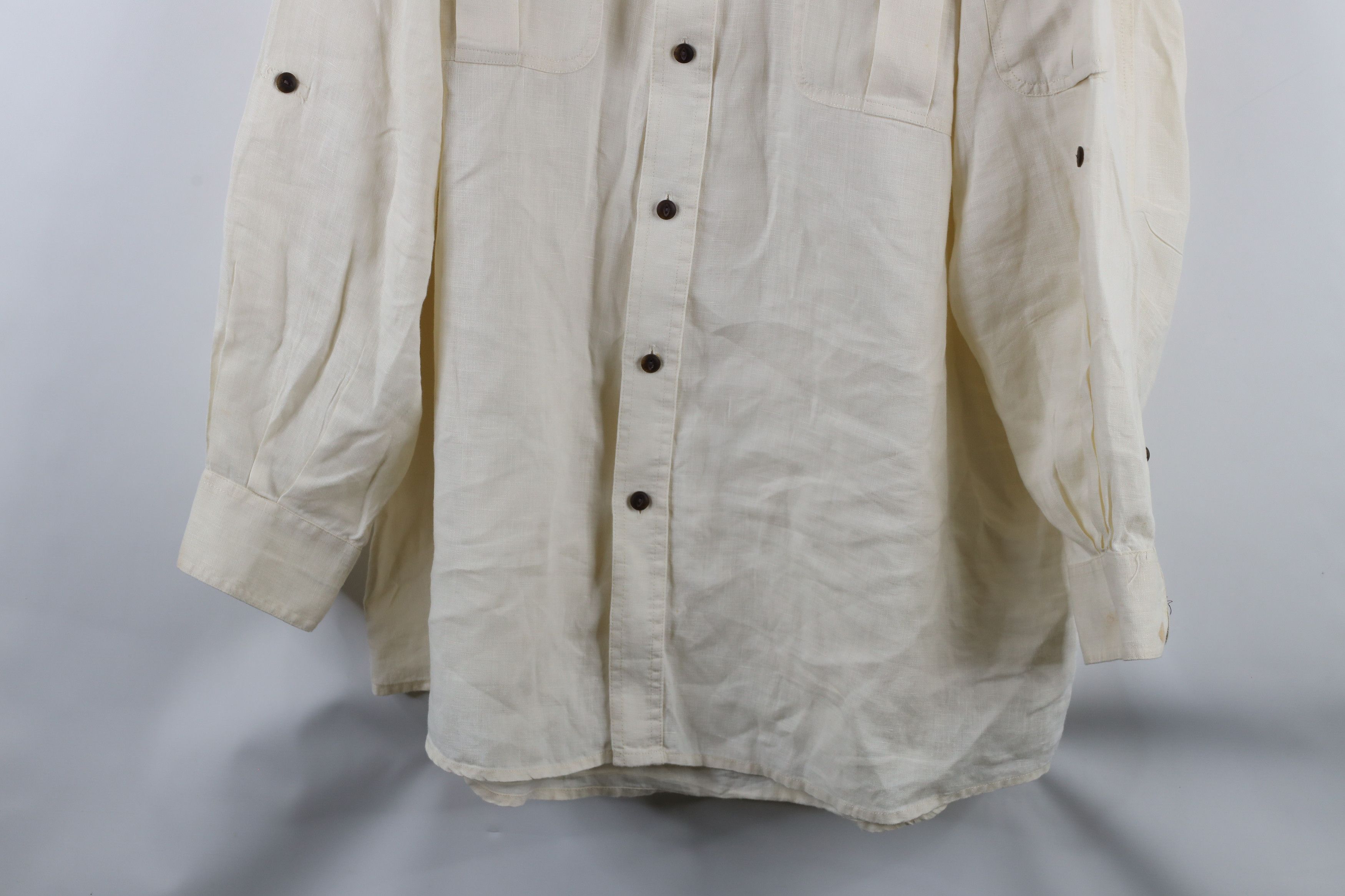 Orvis × Vintage Vintage Orvis Linen Safari Bush Collared BUtton Shirt Cream Size US XL / EU 56 / 4 - 3 Thumbnail