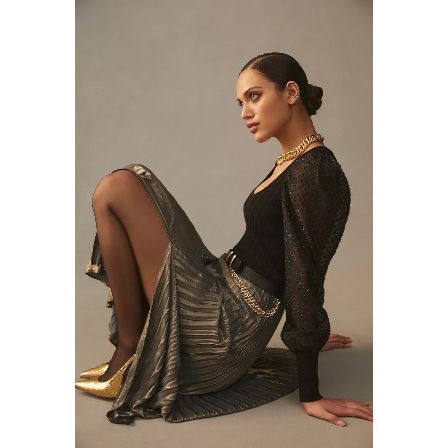 Anthropologie New By Anthropologie Puff-Sleeve Shimmer Sweater $128 MEDIUM Size M / US 6-8 / IT 42-44 - 5 Thumbnail
