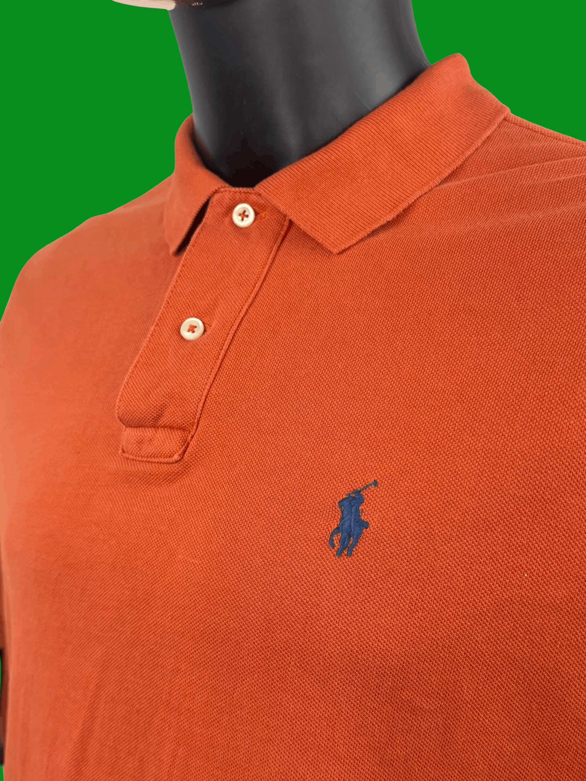 Polo Ralph Lauren VTG Polo Ralph Lauren Orange Mesh Polo Shirt Navy Pony Logo Size US M / EU 48-50 / 2 - 3 Thumbnail