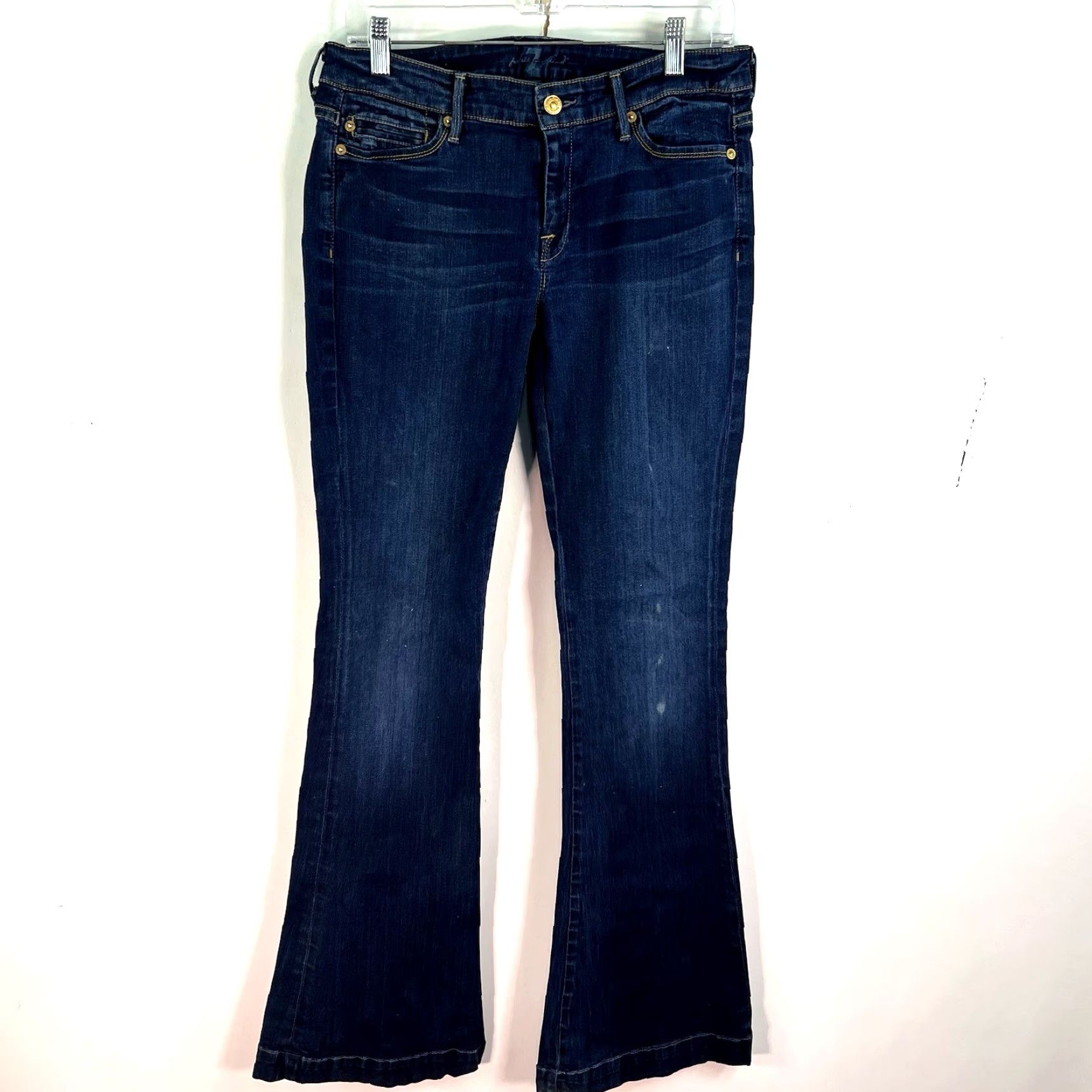 7 For All Mankind 7 For All Mankind Flare Jeans Women 29 Blue Denim 37 Inseam Zip 5-Pocket Size 29" - 2 Thumbnail