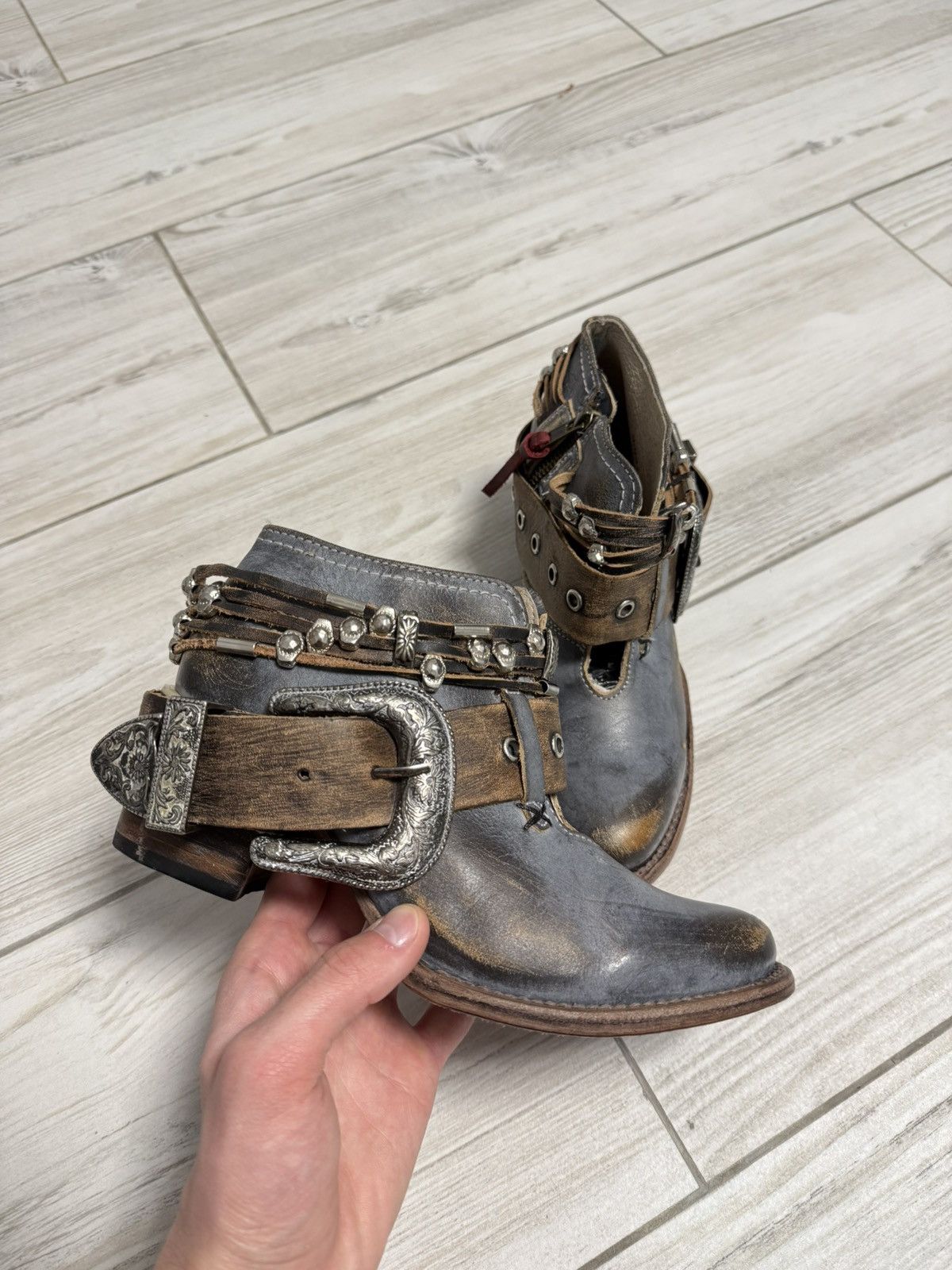 FREEBIRD Avant-garde handmade leather Cossack boots from Mexico Size US 9 / IT 39 - 1 Thumbnail