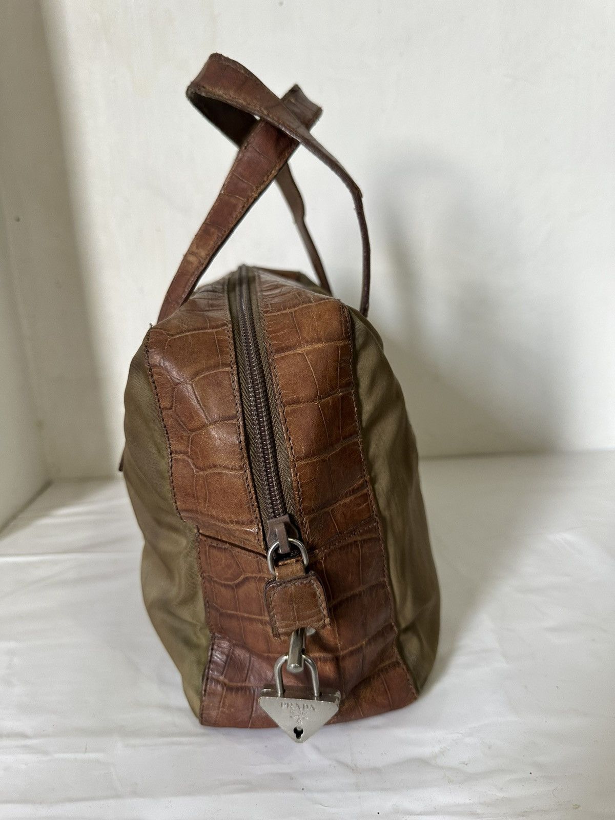 Prada Vintage Prada Handbag Croco Leather and Nylon Tessuto bag Size ONE SIZE - 8 Thumbnail