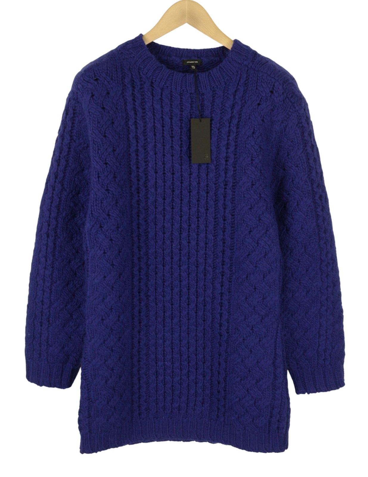 ARAN SWEATER S Blue Wool Cable-Knit Dress 87667