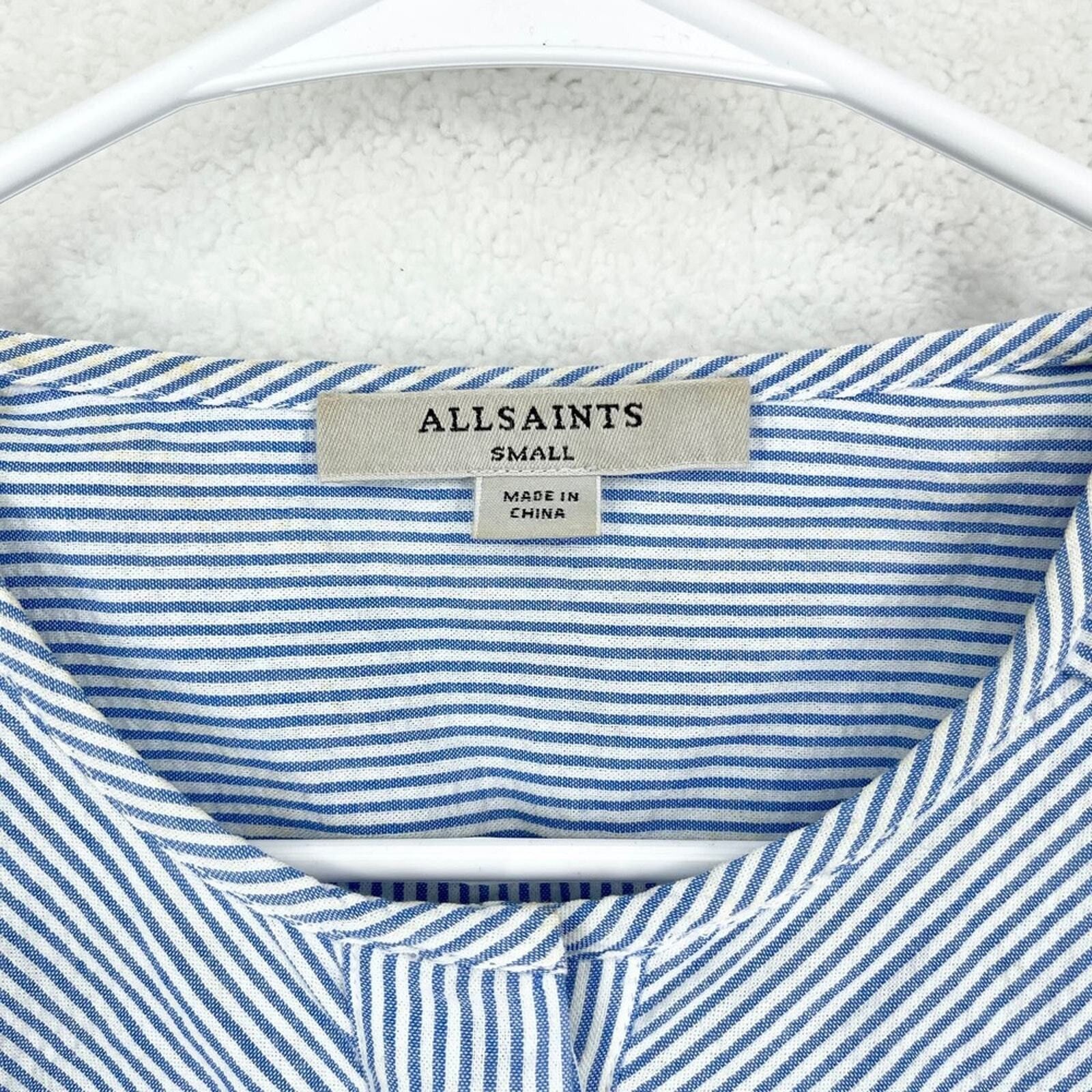 Allsaints AllSaints Small Button Down Blue & White Striped Nautical Size S / US 4 / IT 40 - 2 Thumbnail