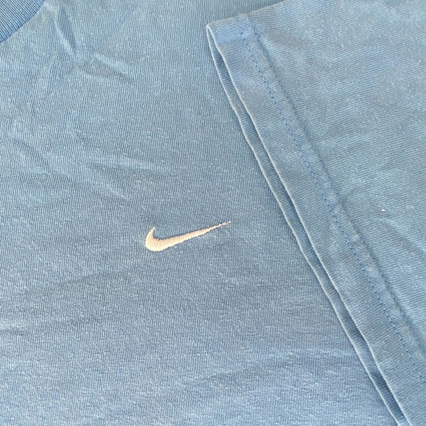 Nike Vintage Y2K Nike Logo Shirt Baby Blue Off Center Swoosh Tee Size US XL / EU 56 / 4 - 3 Thumbnail