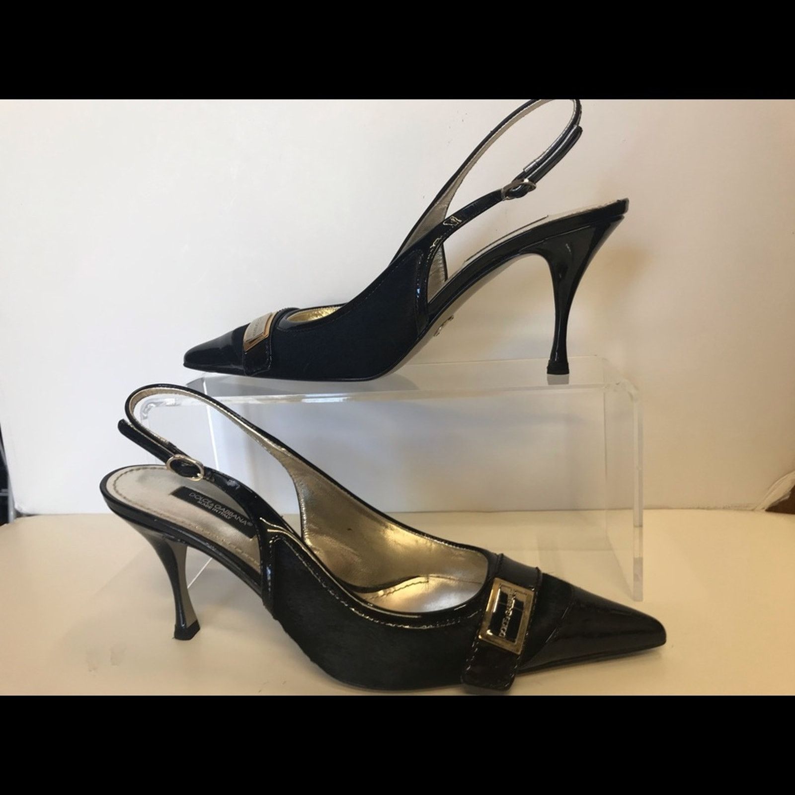 Dolce & Gabbana COPY - Dolce & Gabbana Black sling back patent trim Size US 6 / IT 36 - 3 Thumbnail