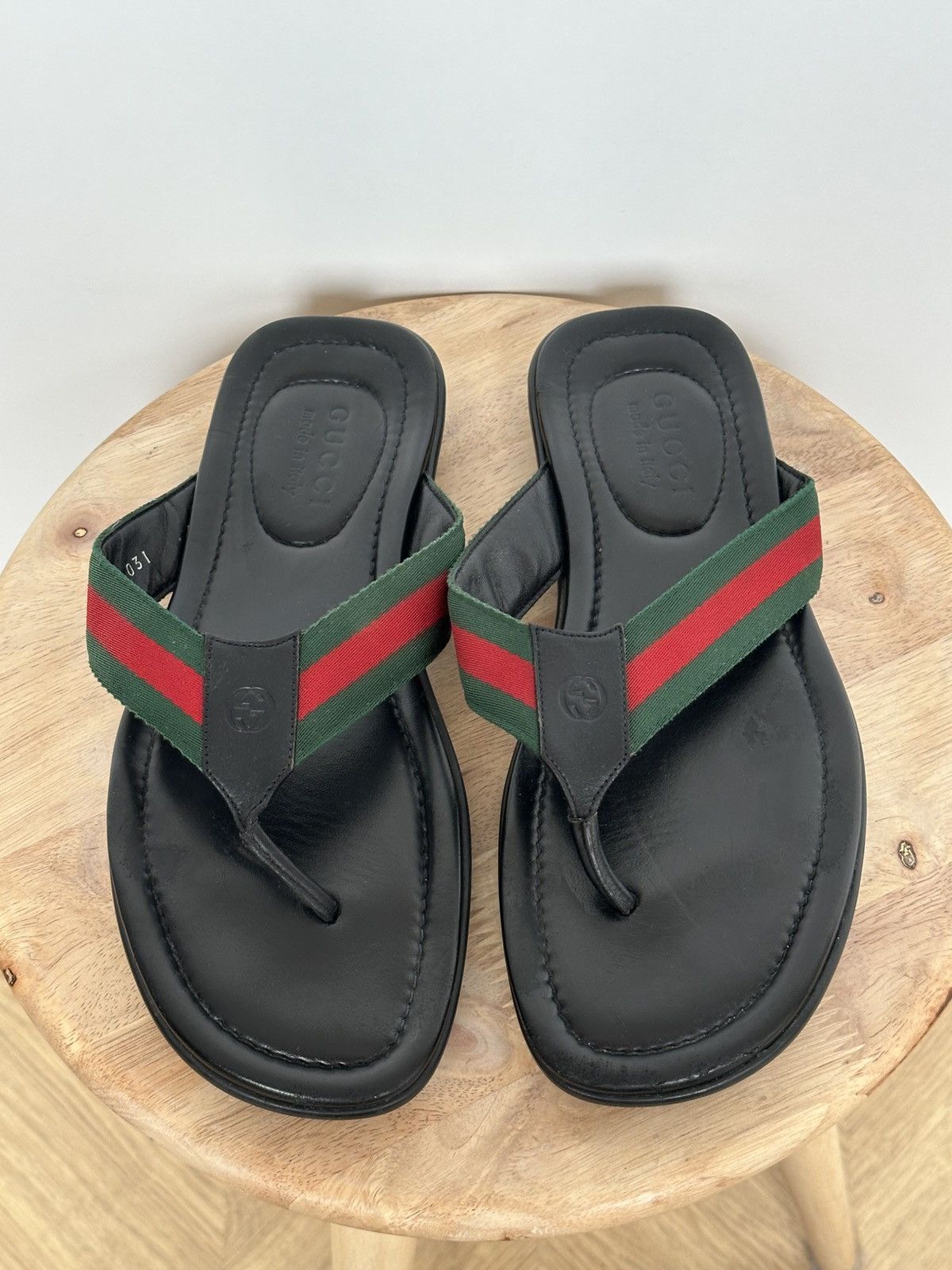 Gucci Gucci Black Leather Web Trimm Stripe Sandals interlocking Size US 10 / IT 40 - 7 Thumbnail