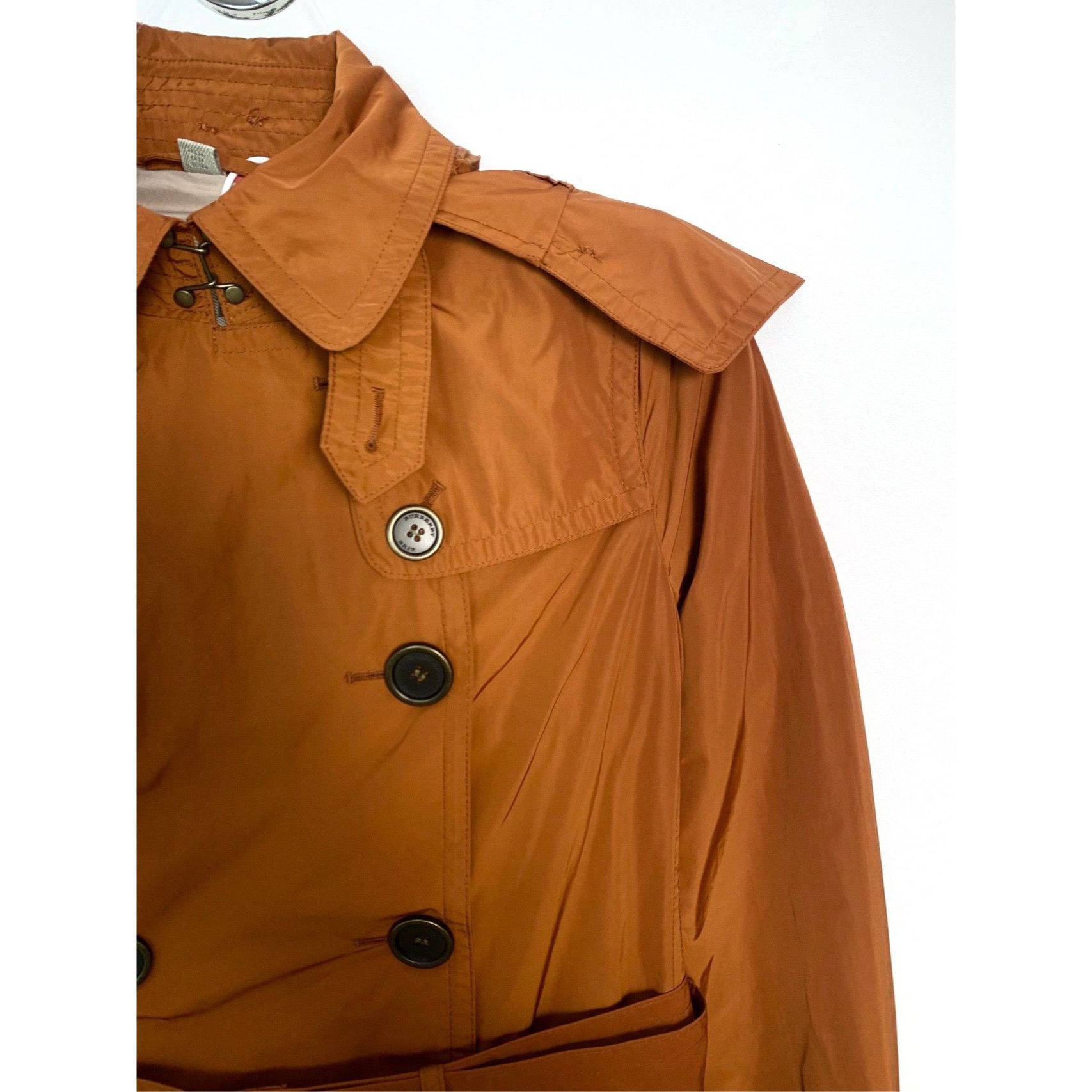 Burberry Burberry Brit Orange Double-Breasted Trench Coat With Belt & Size XS / US 0-2 / IT 36-38 - 5 Thumbnail