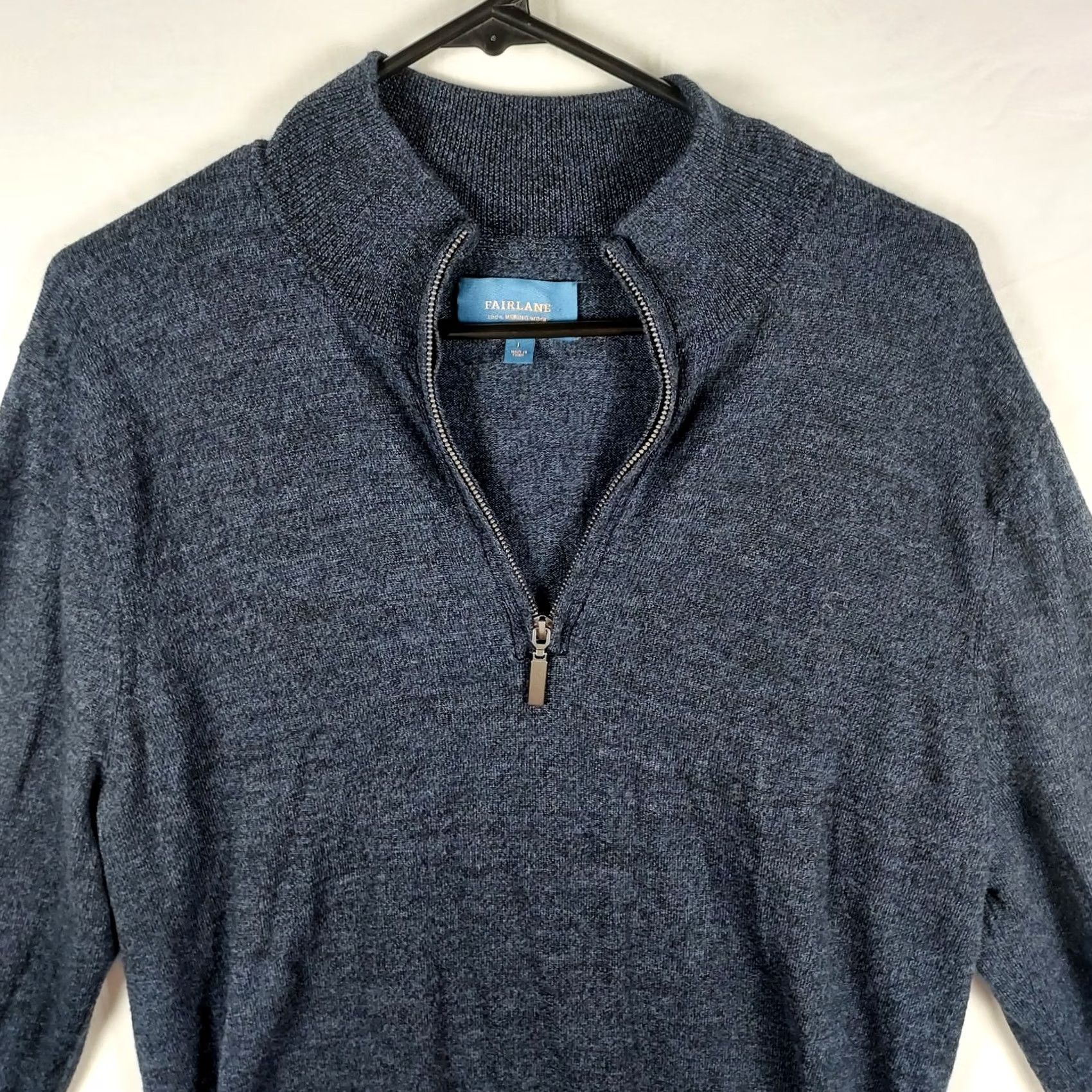 Vintage Fairlane Sweater Shirt Navy 100% Merino Wool Long Sleeve Mock Neck L Mens Pullover Casual Size US L / EU 52-54 / 3 - 3 Thumbnail