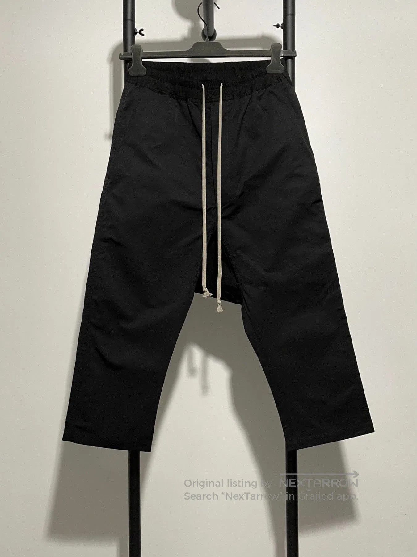 rick owens black cropped nylon pants.