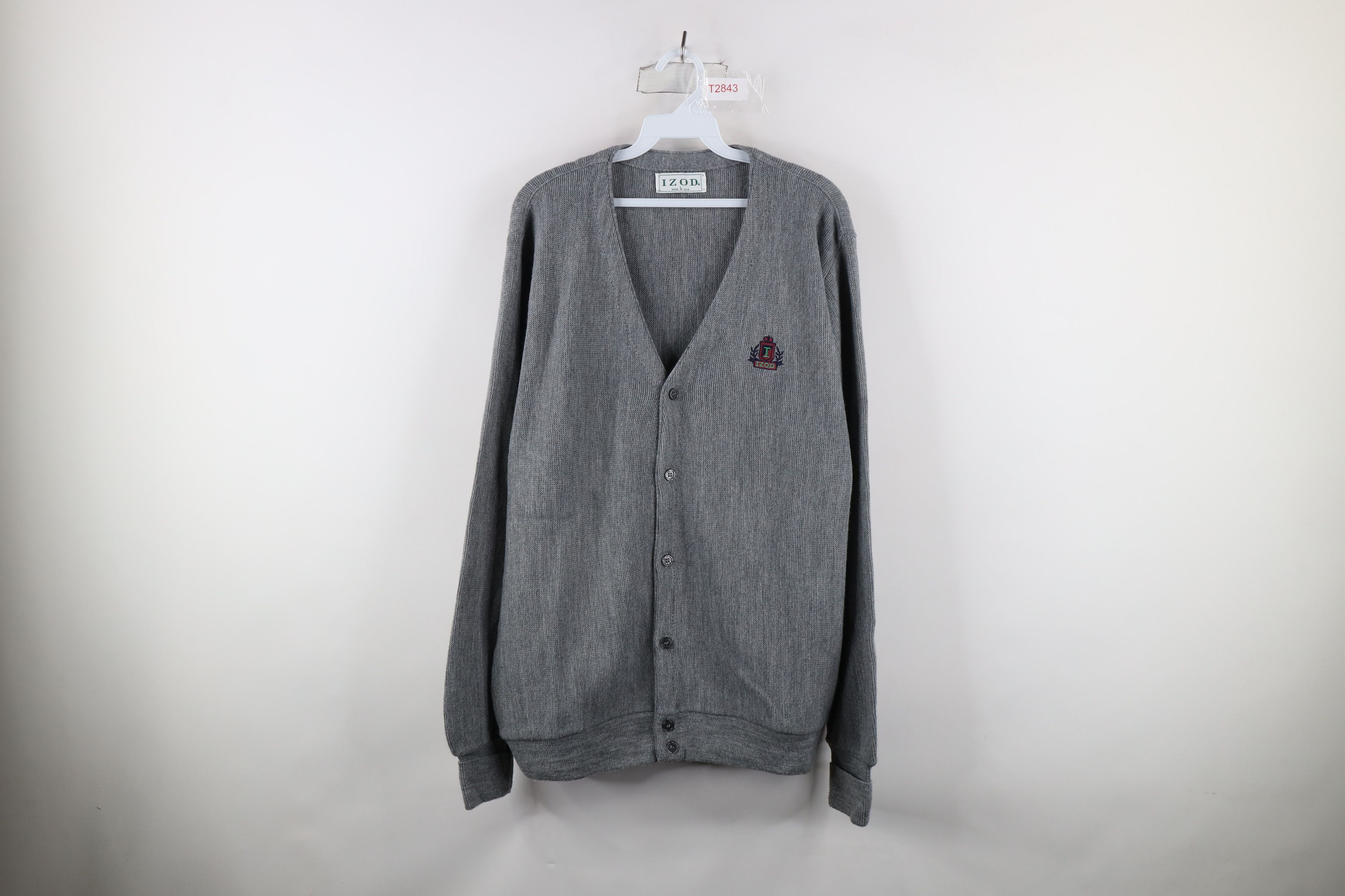 Izod Vintage 90s Izod Out Knit Button Cardigan Sweater Gray USA Size US L / EU 52-54 / 3 - 1 Thumbnail
