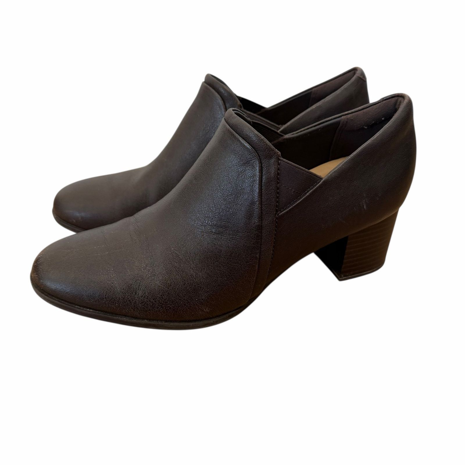 Clarks Clarks Dark Brown Leather Loken Way Heeled Booties Sz 9.5 Size US 9.5 / IT 39.5 - 5 Thumbnail