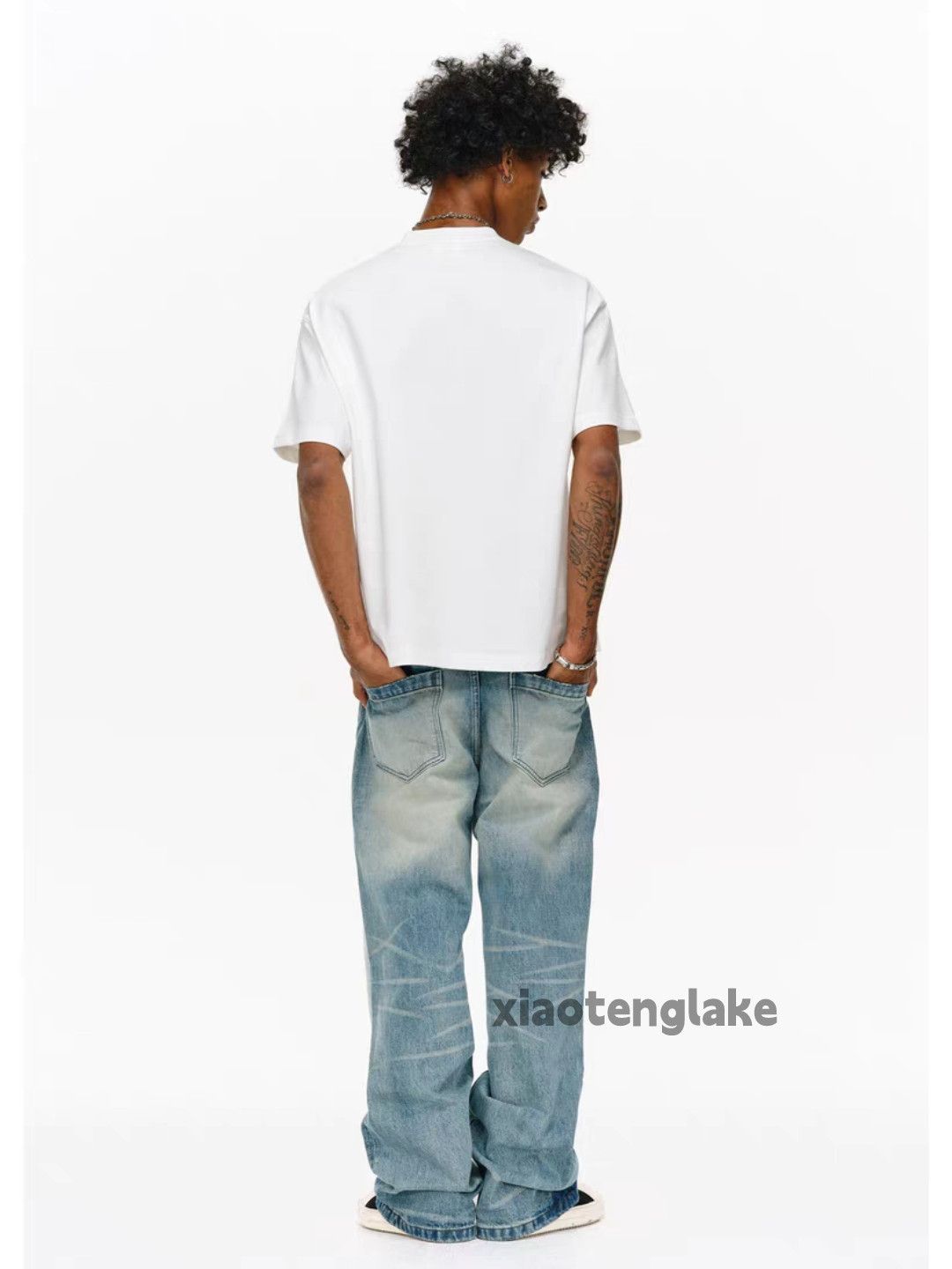 Jean Custom washed faded loose baggy skate hiphop jeans Size US 36 / EU 52 - 6 Thumbnail