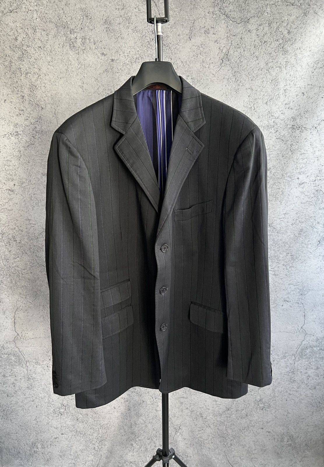 Etro Vintage Etro Milano Striped Blazer Classic Suit Wool Size 58 Size 50R - 1 Thumbnail