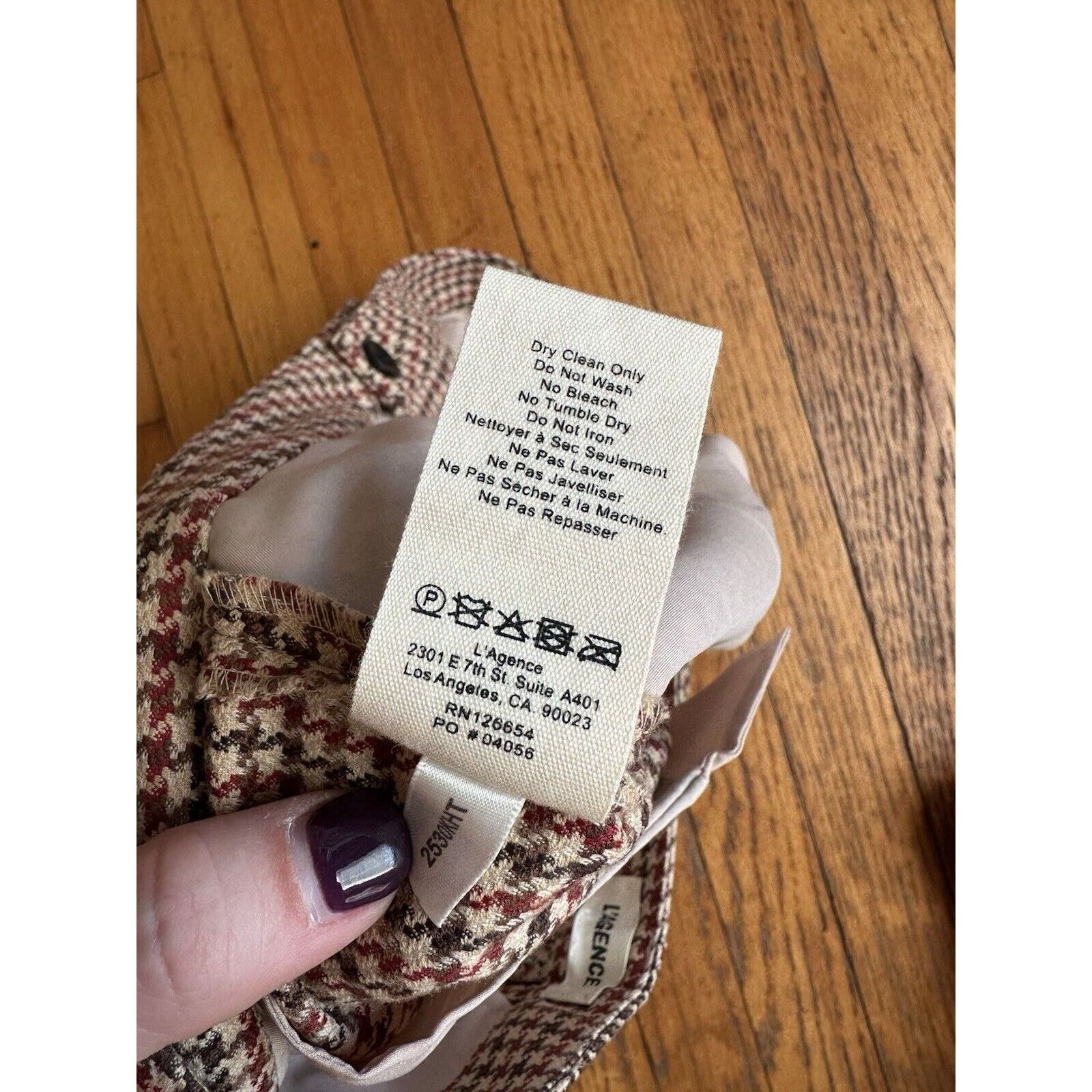 L'AGENCE L'AGENCE Ludivine Trouser Pants Tan Houndstooth Size 8 Size 30" / US 8 / IT 44 - 7 Thumbnail