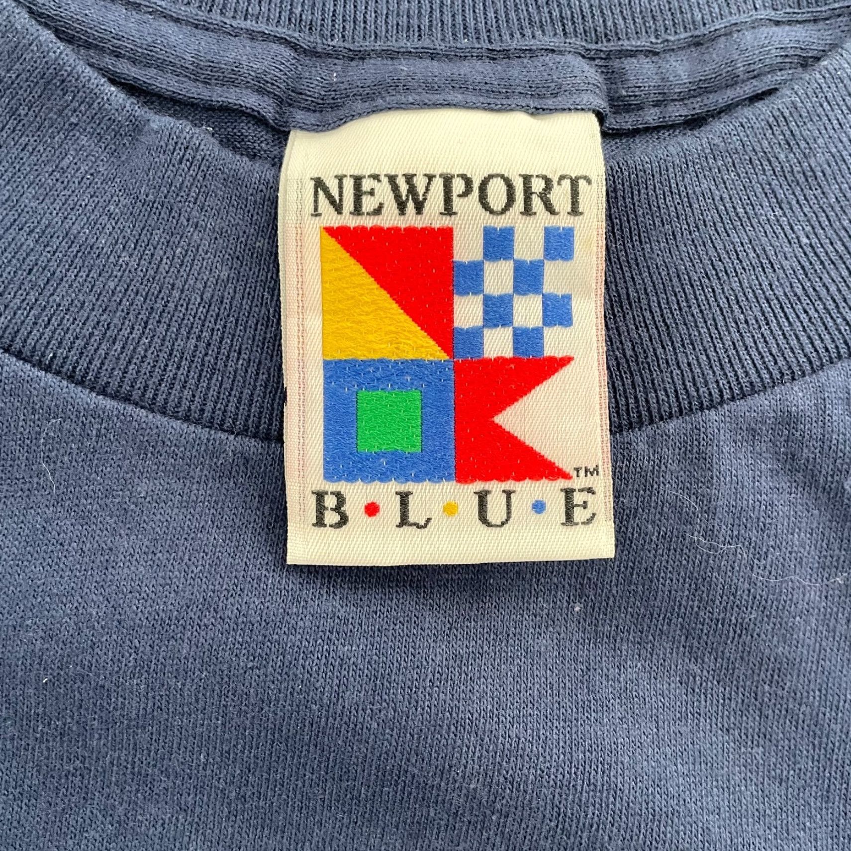 Vintage VINTAGE Newport Blue Graphic T-Shirt Adult XL Solid Blue Art 90s Mens Size US XL / EU 56 / 4 - 7 Thumbnail