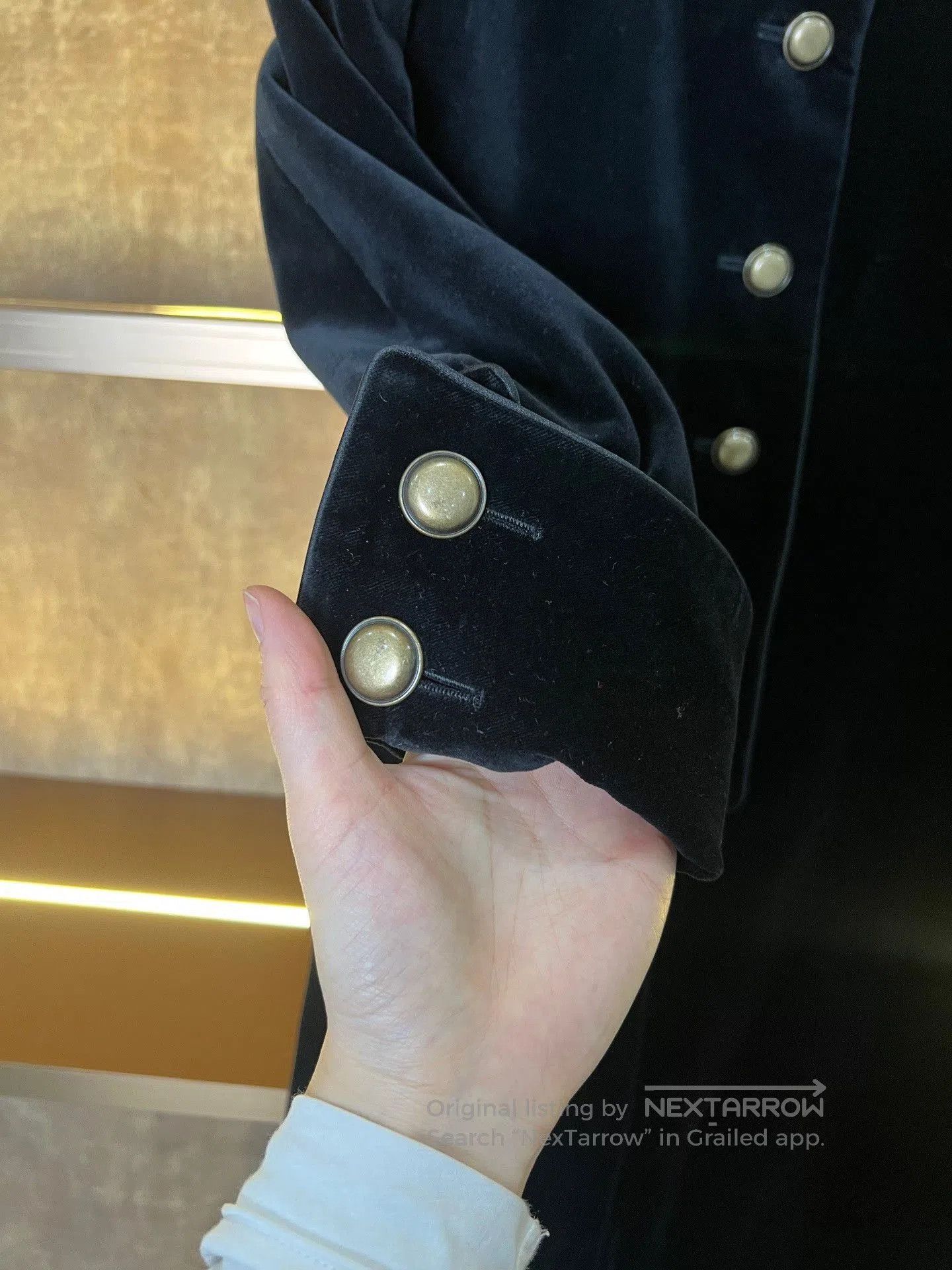 Saint Laurent Paris Saint Laurent Black Velvet Gold Button Coat. Size S / US 4 / IT 40 - 4 Thumbnail