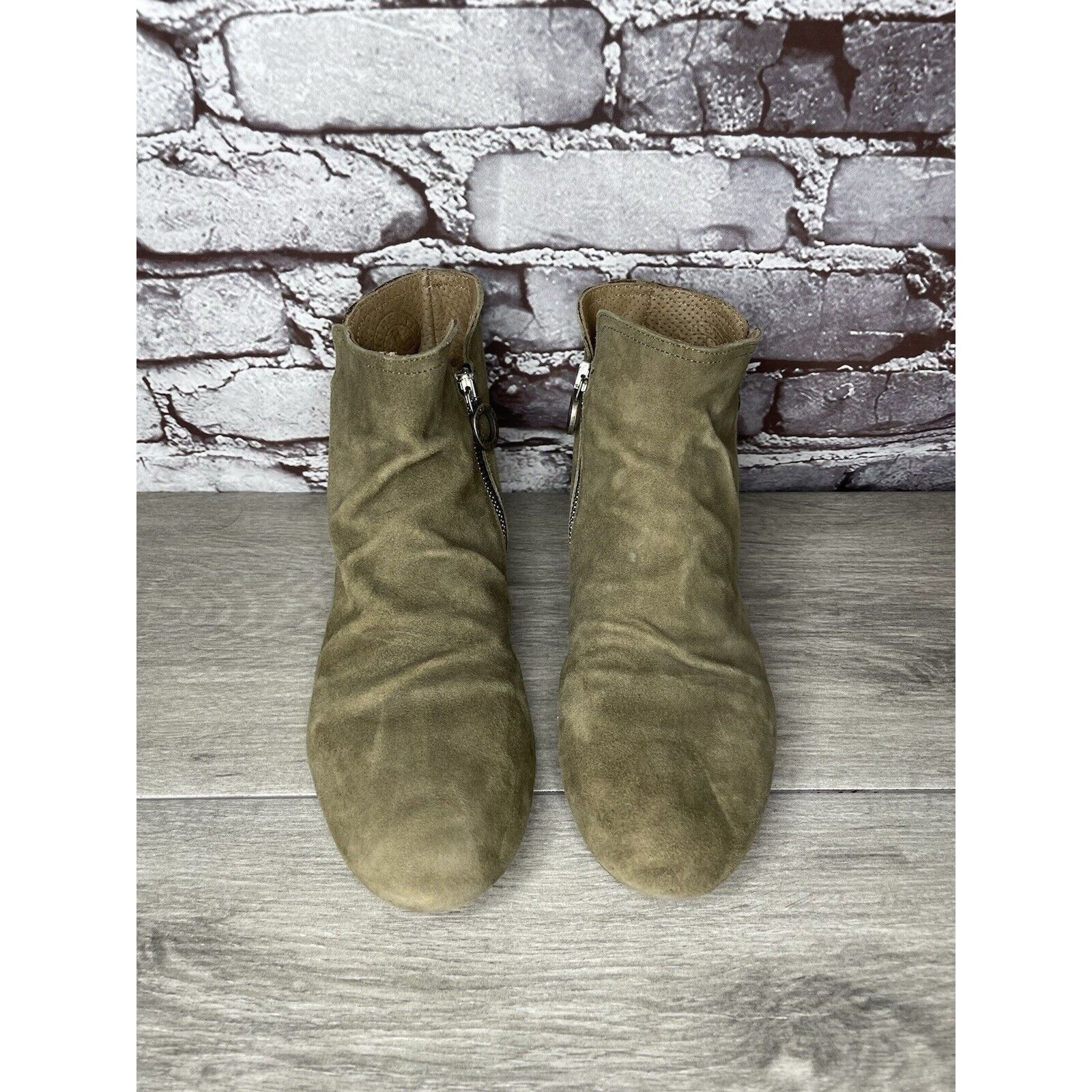 Fiorentini + Baker Fiorentini + Baker Goodyear Taupe Suede Side Zip Ankle Boots Size US 8 / IT 38 - 18 Thumbnail