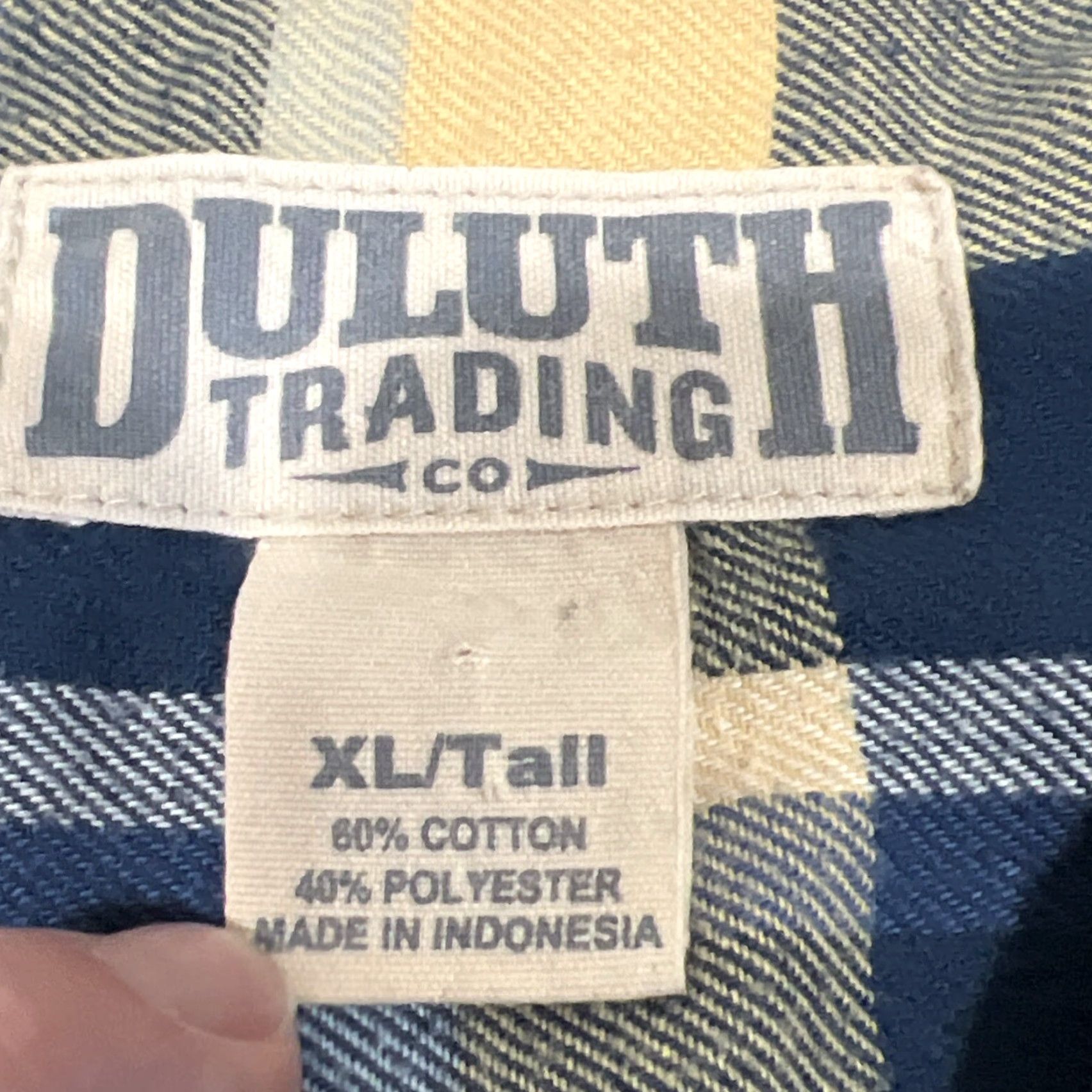 CO Duluth Trading Co Flannel Shirt Mens XL Tall Button-Down Plaid Blue Yellow Pockets Size US XL / EU 56 / 4 - 5 Thumbnail