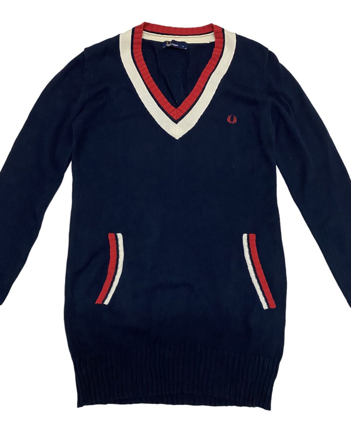 Fred Perry × Vintage Fred Perry V-Neck Knitwear Sweater (C2) Size US S / EU 44-46 / 1 - 2 Thumbnail