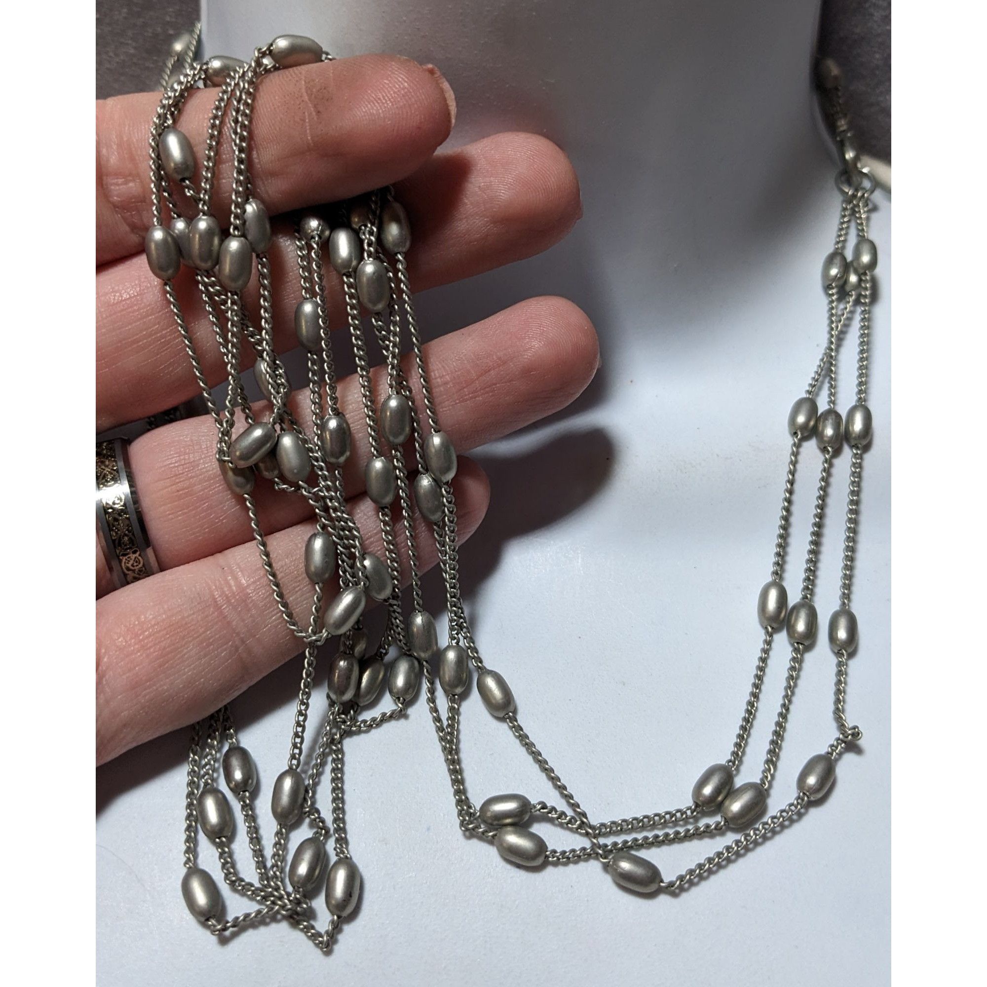 Other Modern Elegant Silver Multilayer Beaded Station Necklace Size ONE SIZE - 8 Thumbnail