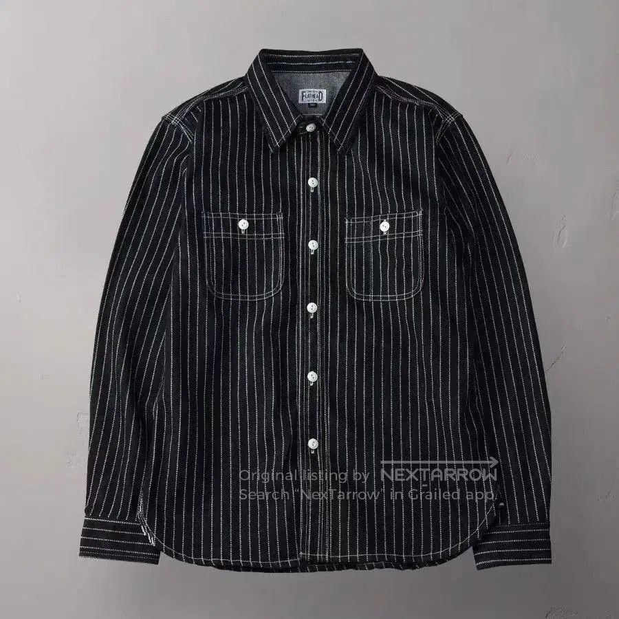 The Flat Head The Flat Head Wabash Stripe Workwear Denim Shirt. Size US S / EU 44-46 / 1 - 3 Thumbnail