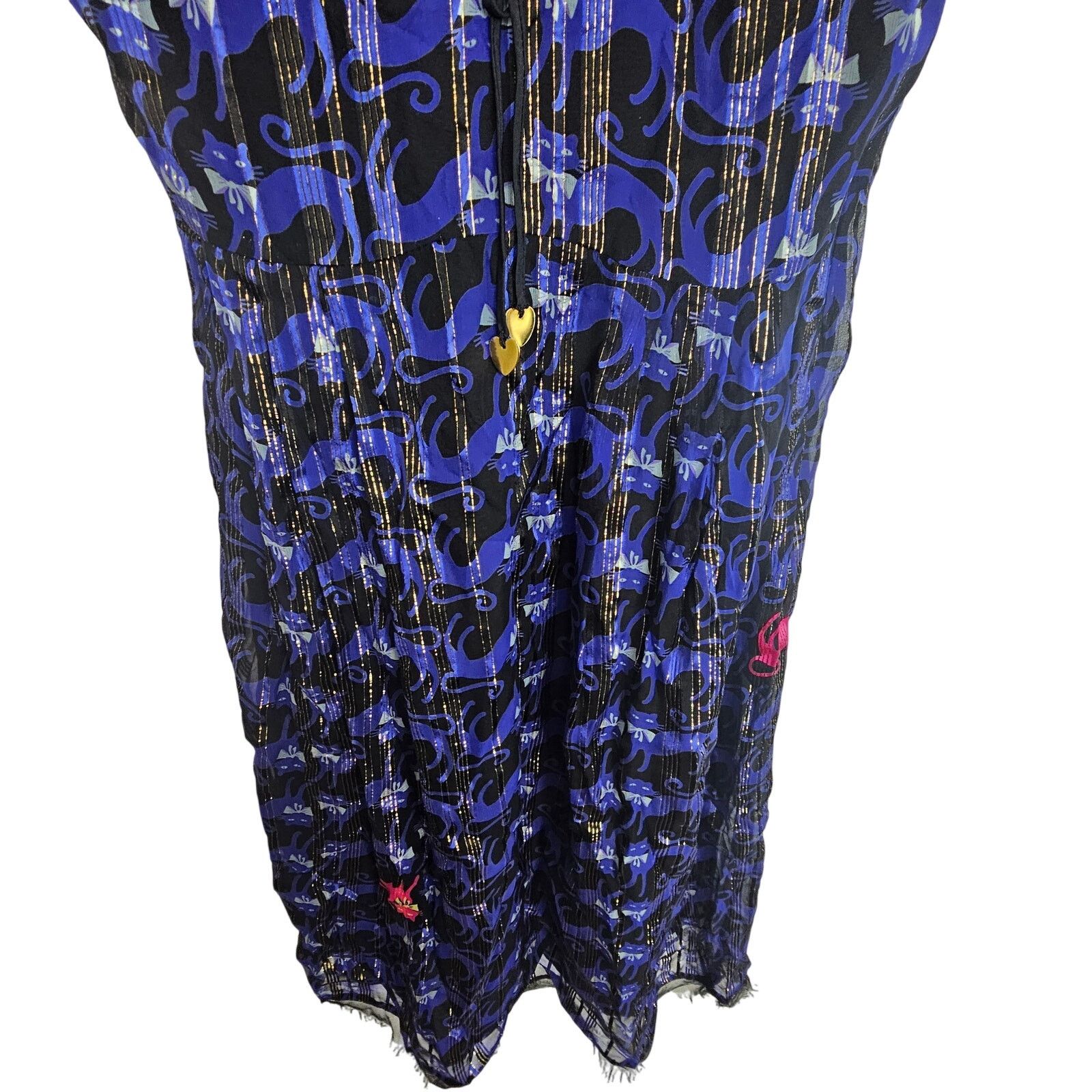 Zilli Petro Zillia Silk Babydoll Dress Cat Print Witchy Whimsigoth Size M / US 6-8 / IT 42-44 - 3 Thumbnail