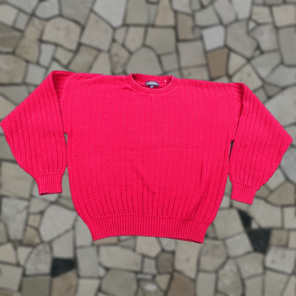 Lands' End VINTAGE Lands' End Sweater Shirt Men M Pink Textured Knit Pullover Crew Neck 90s USA Mens Size US M / EU 48-50 / 2 - 1 Thumbnail