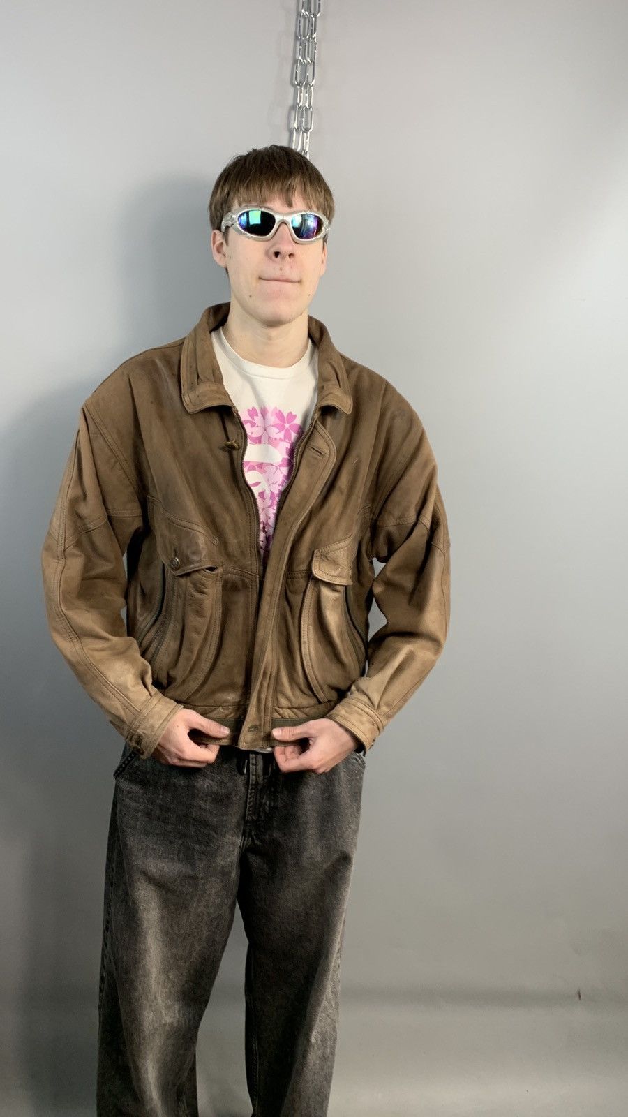 Vintage Vintage Leather Bomber Jacket Size US S / EU 44-46 / 1 - 3 Thumbnail