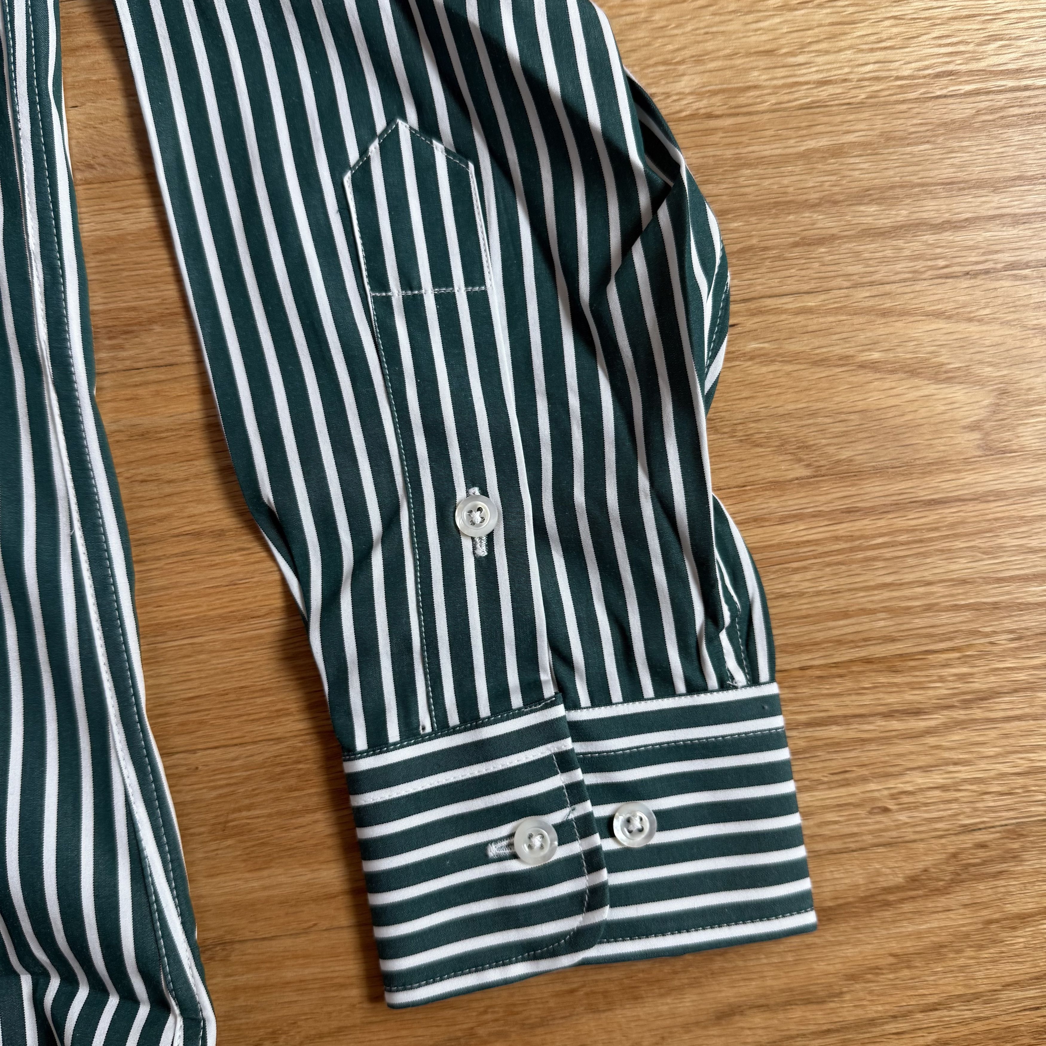 Burberry Burberry London Green Striped Button Down Shirt Size US M / EU 48-50 / 2 - 15 Thumbnail