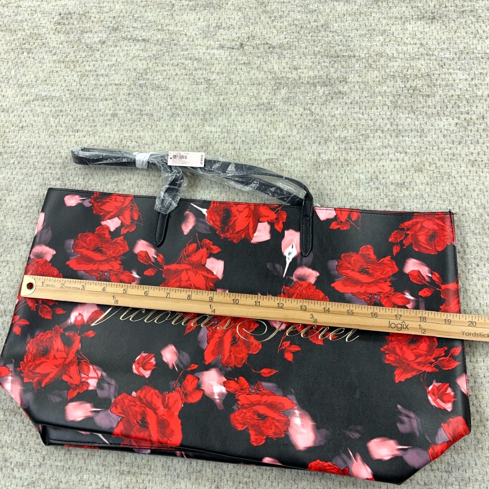 Victoria's Secret VINTAGE? No. Victoria's Secret Large Floral Tote Bag Roses Flowers Shoulder Weekender Bag NWT Size ONE SIZE - 4 Thumbnail